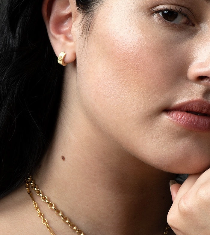 Initials & Numbers : Initial Huggie Earring