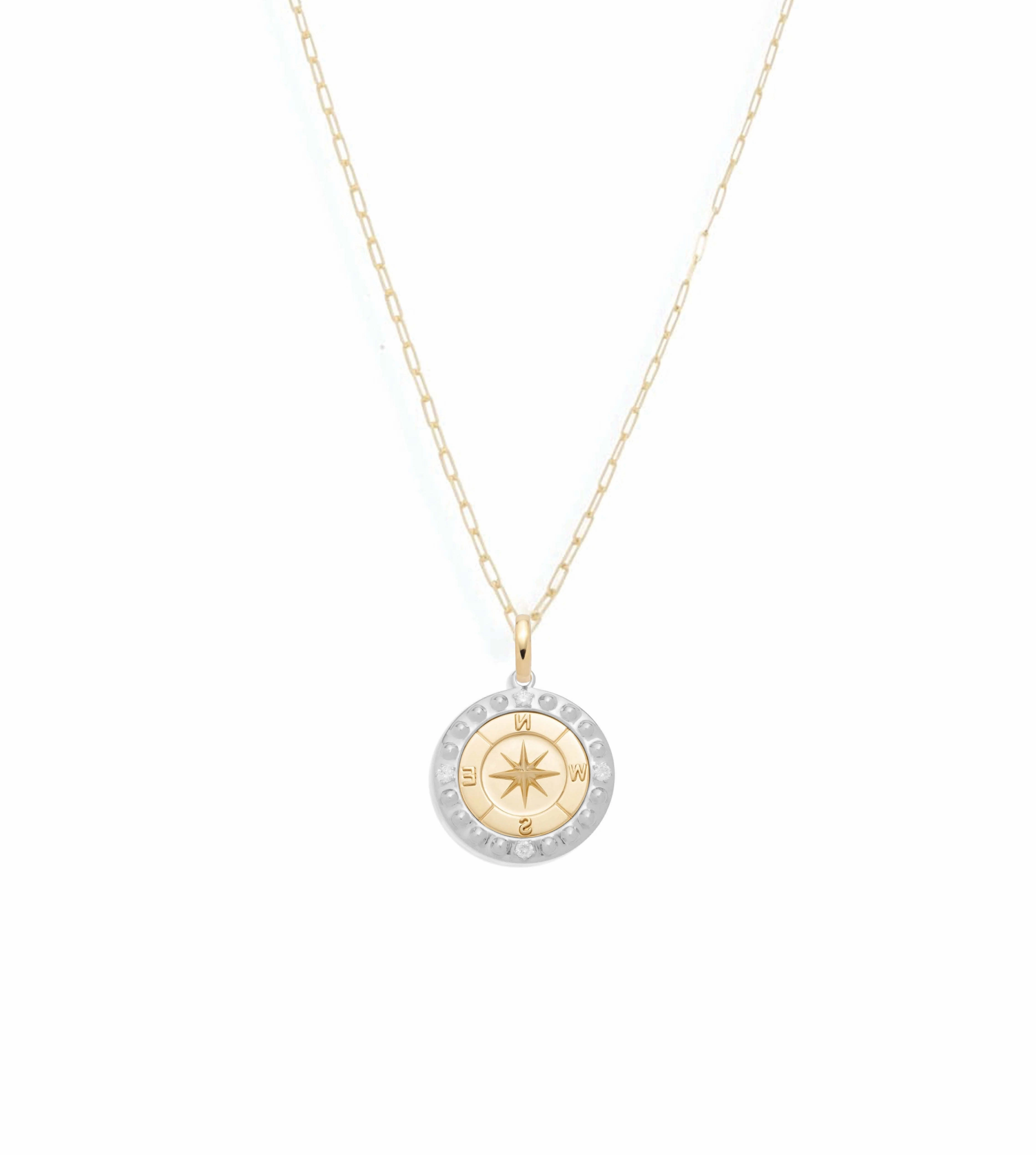 Internal Compass Superfine Clip Necklace : in Mixed Gold