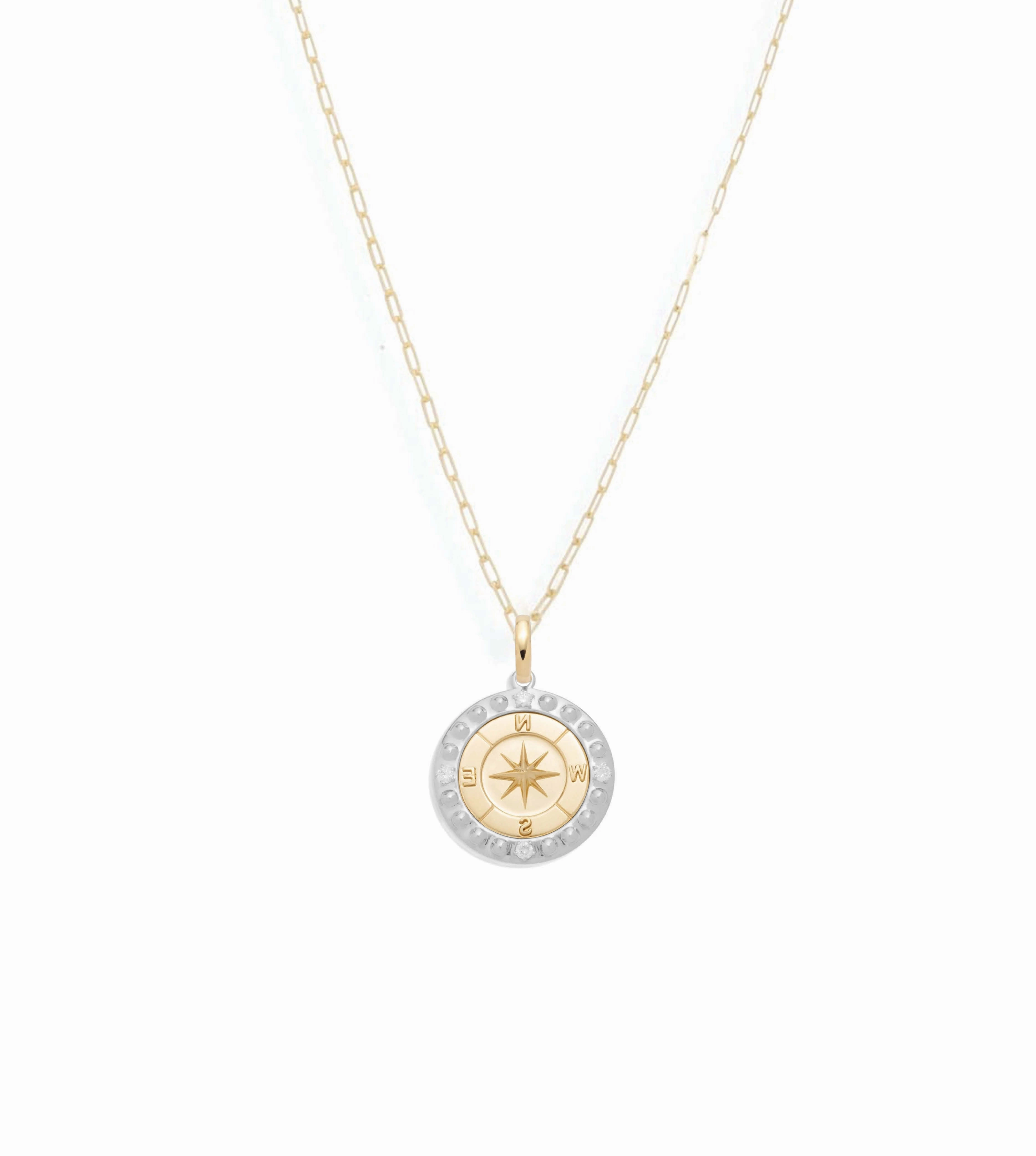 Internal Compass Superfine Clip Necklace : in Mixed Gold