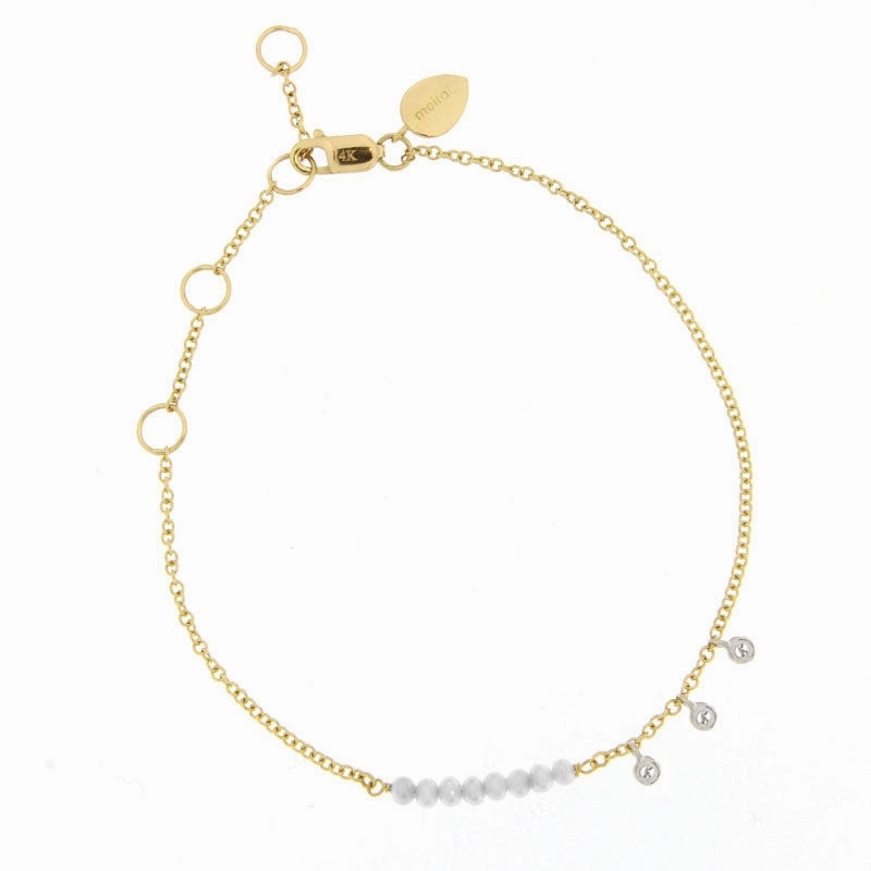 Labradorite Bead Bracelet with Diamond Charms