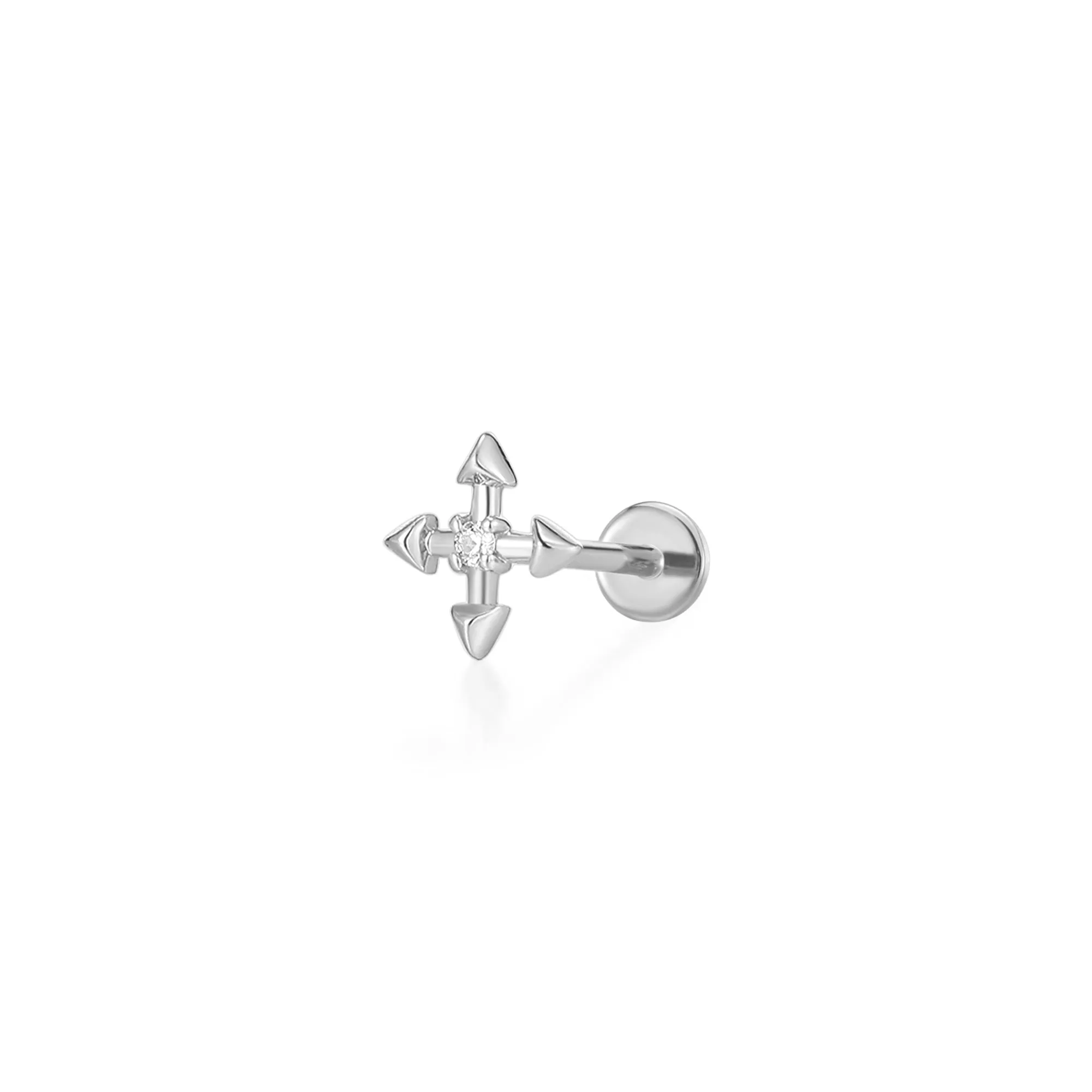 LIESE | Diamond 4-Pointed Cross Single Piercing Earring