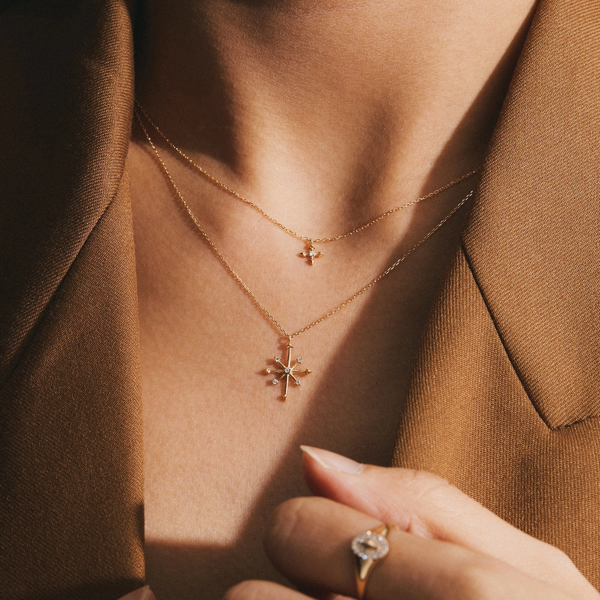 LIESE | Diamond 4-Pointed Cross Necklace