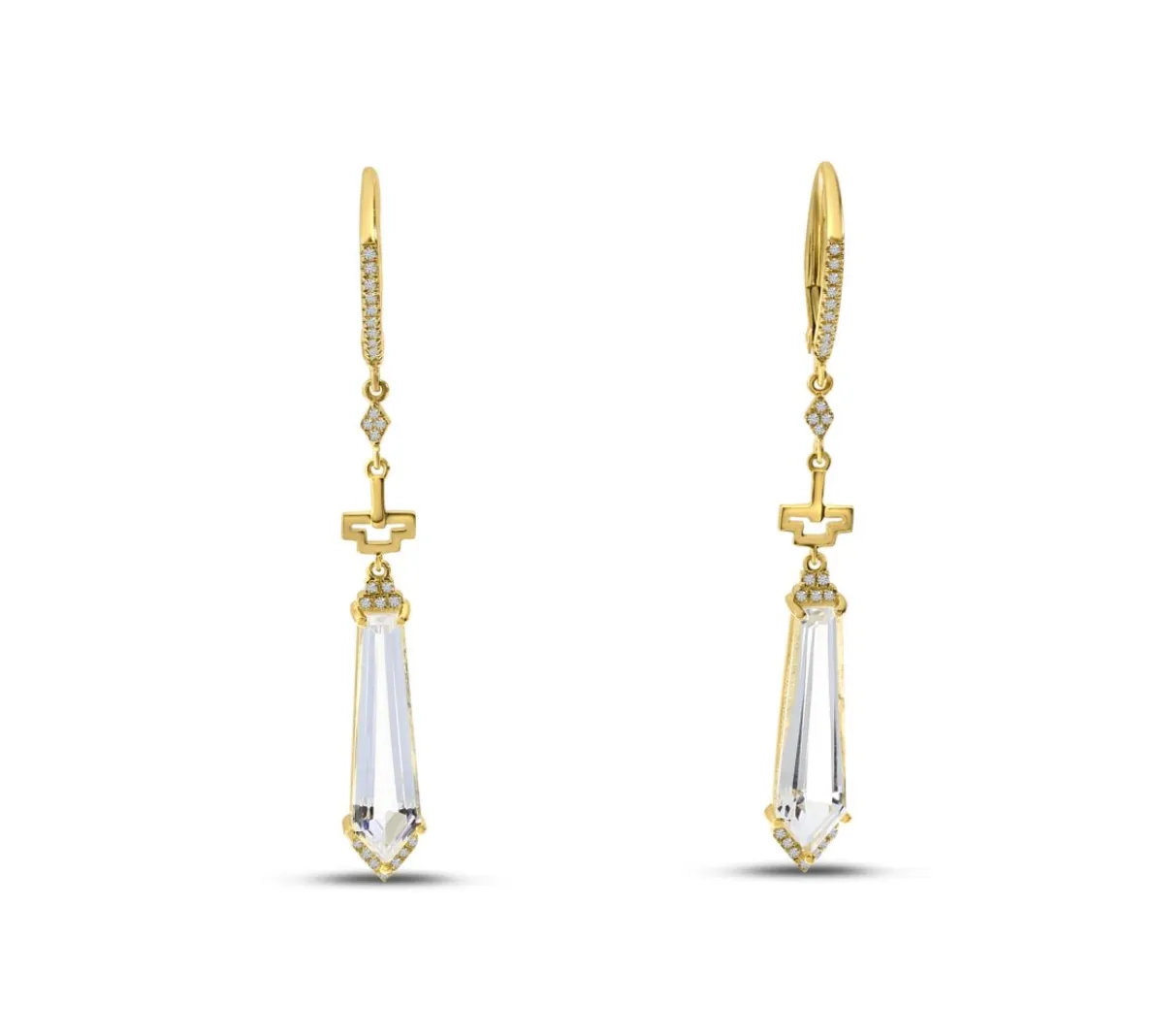 Long Fancy Cut White Topaz Earrings