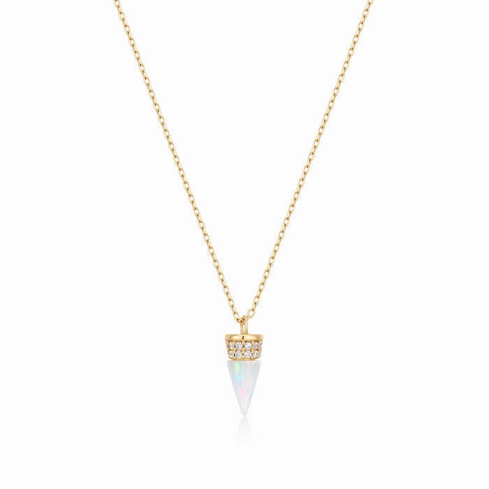 LORETTA | Opal and Lab Grown Diamond Drop Necklace