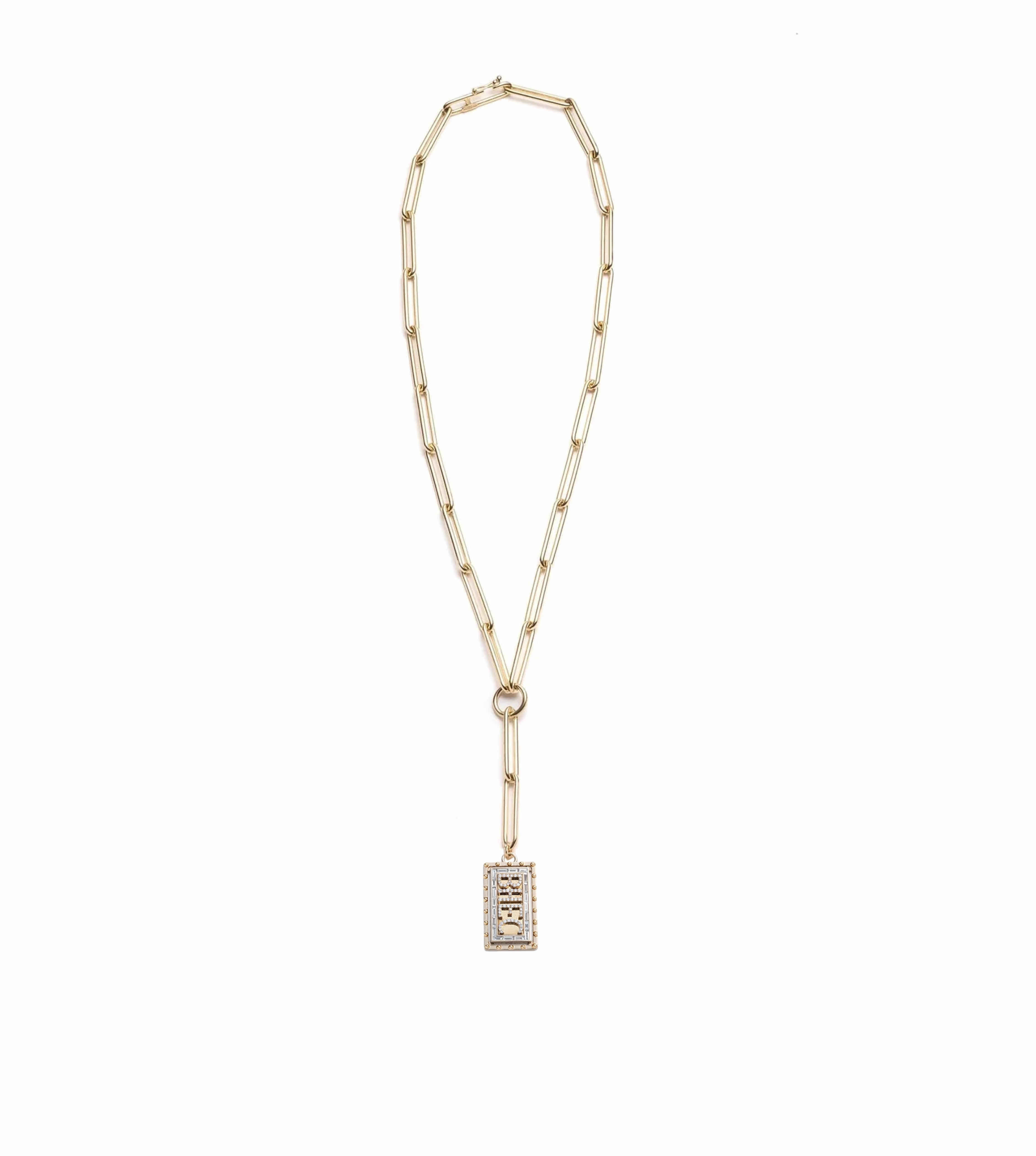 Lovestruck : Custom Medium Pierced Diamond Extended Clip Chain Necklace