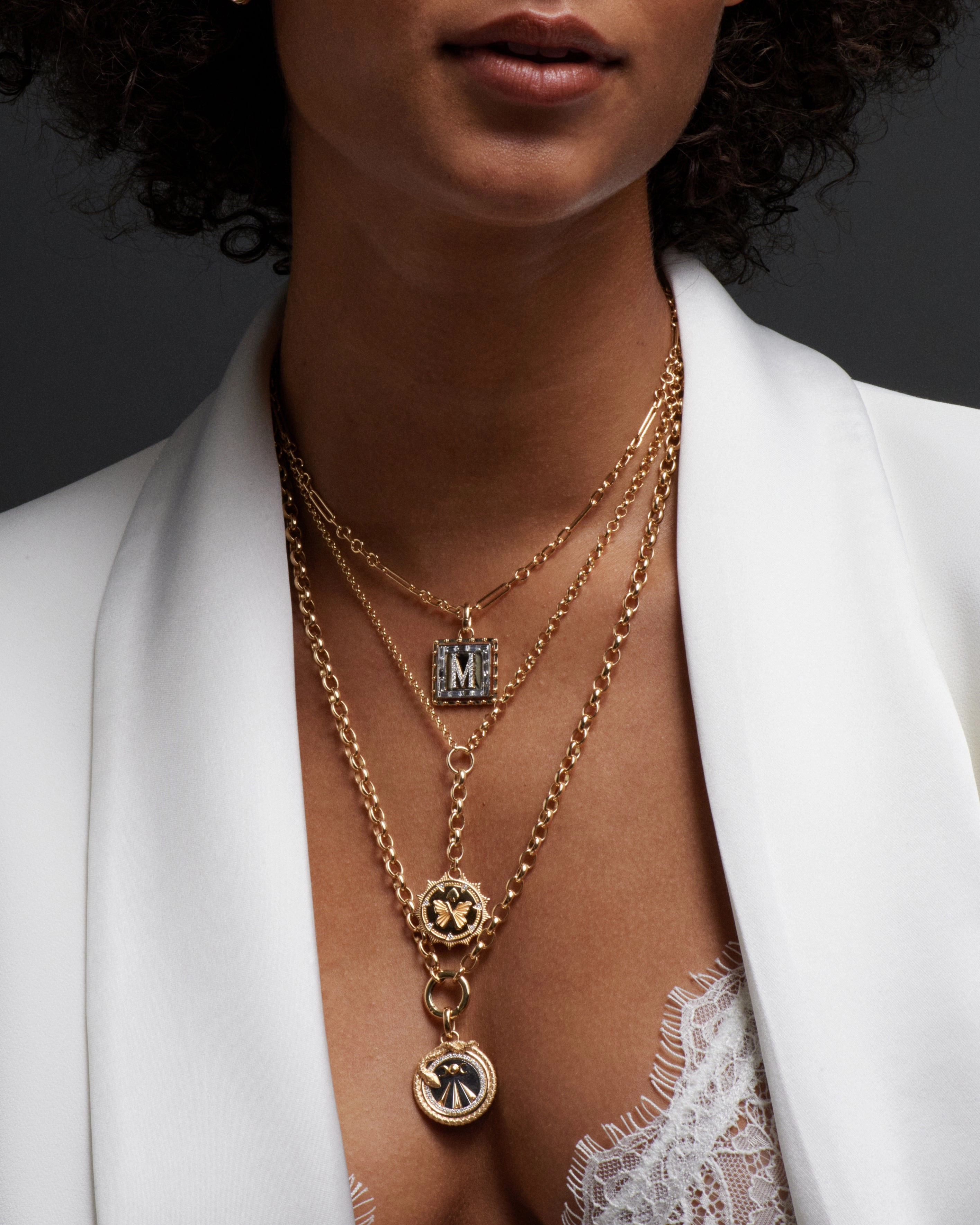 Lovestruck : Custom Pierced Diamond Initial Baby Pendant with Annex Link