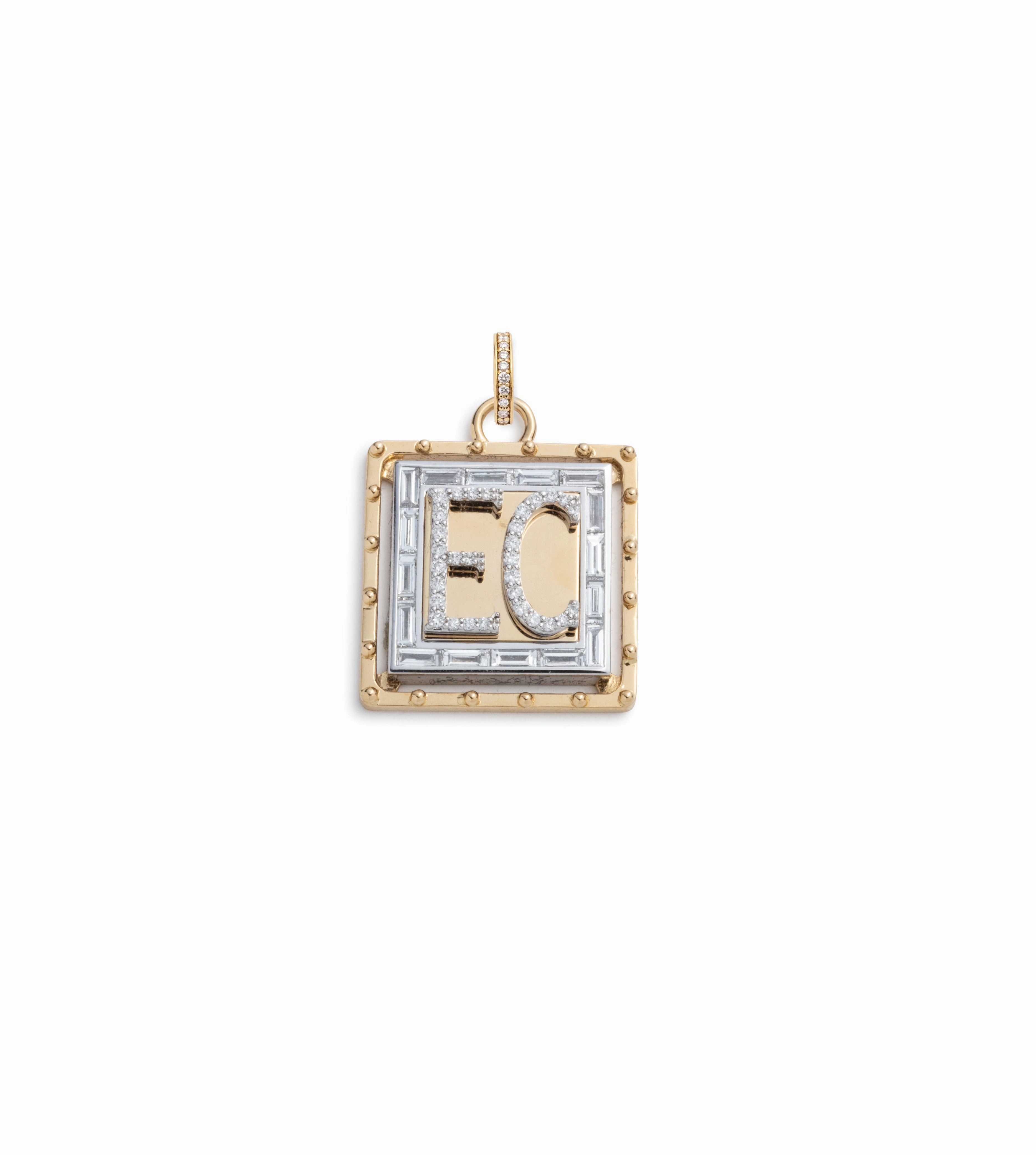 Lovestruck : Custom Pierced Diamond Initial Baby Pendant with Annex Link