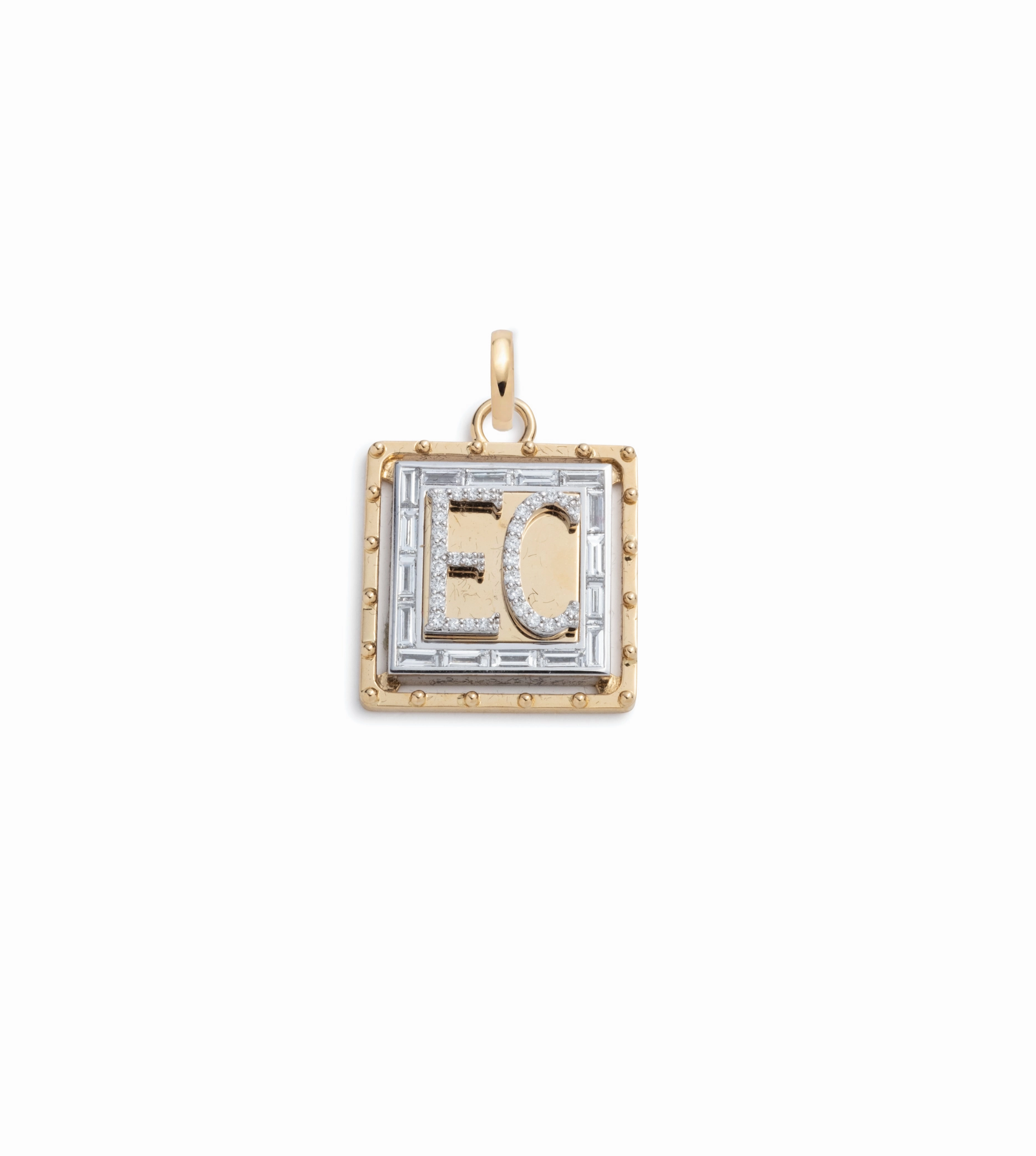 Lovestruck : Custom Pierced Diamond Initial Baby Pendant with Annex Link