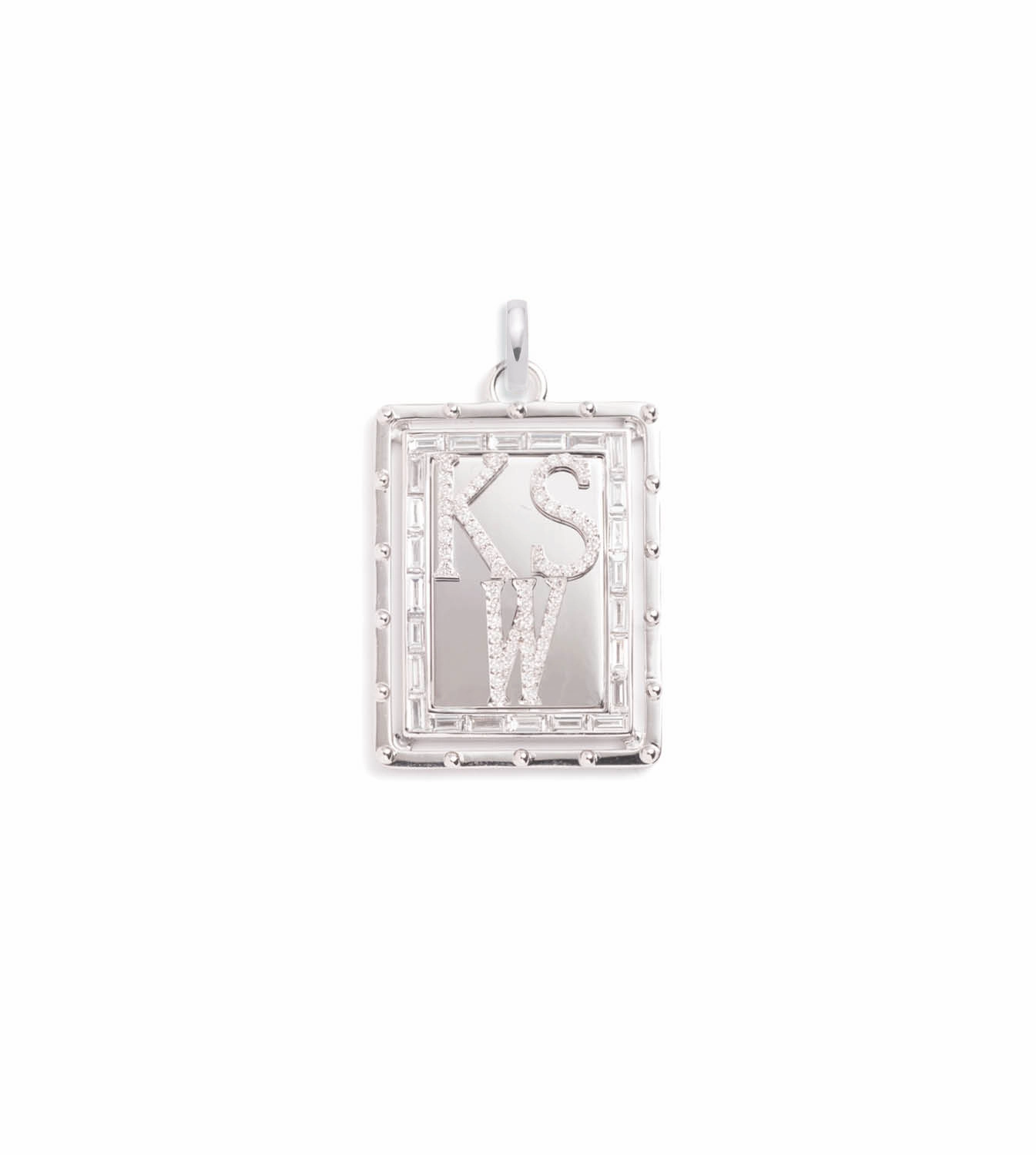 Lovestruck : White Gold Custom Initial Pierced Diamond Pendant with Annex Link
