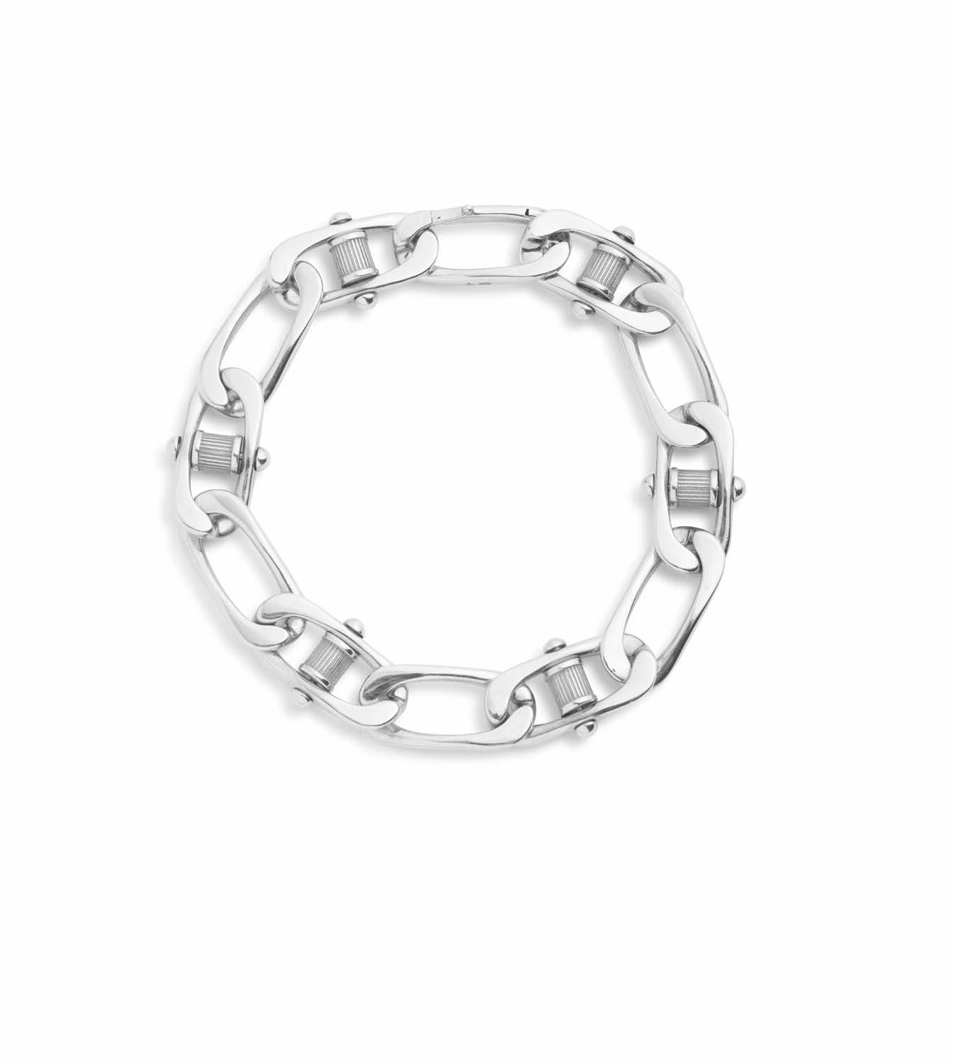 Lovestruck : White Gold Pierced Curb Chain Bracelet