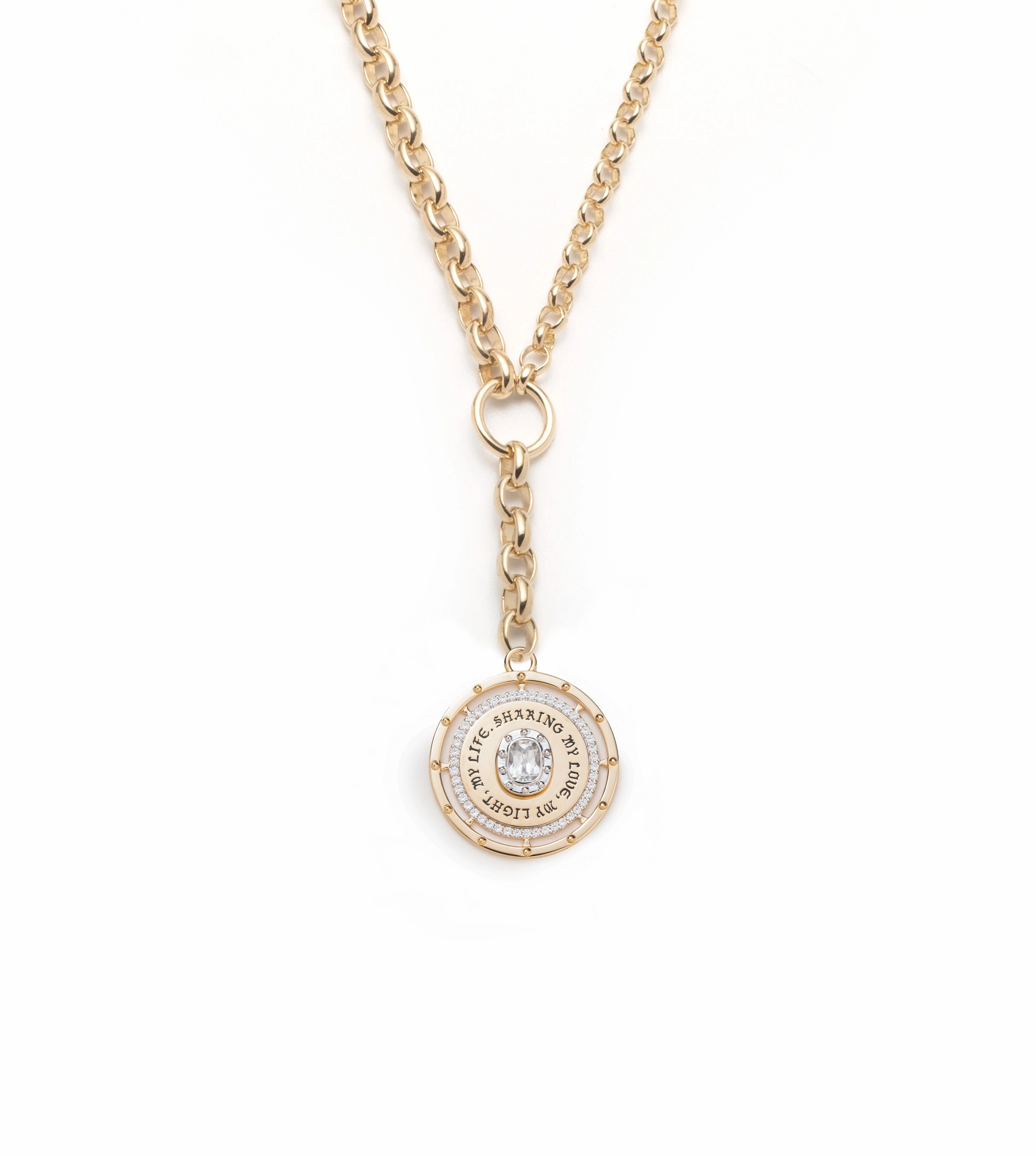 Lovestruck Commitment Heavy Belcher Necklace : in Yellow Gold with Cushion Diamond