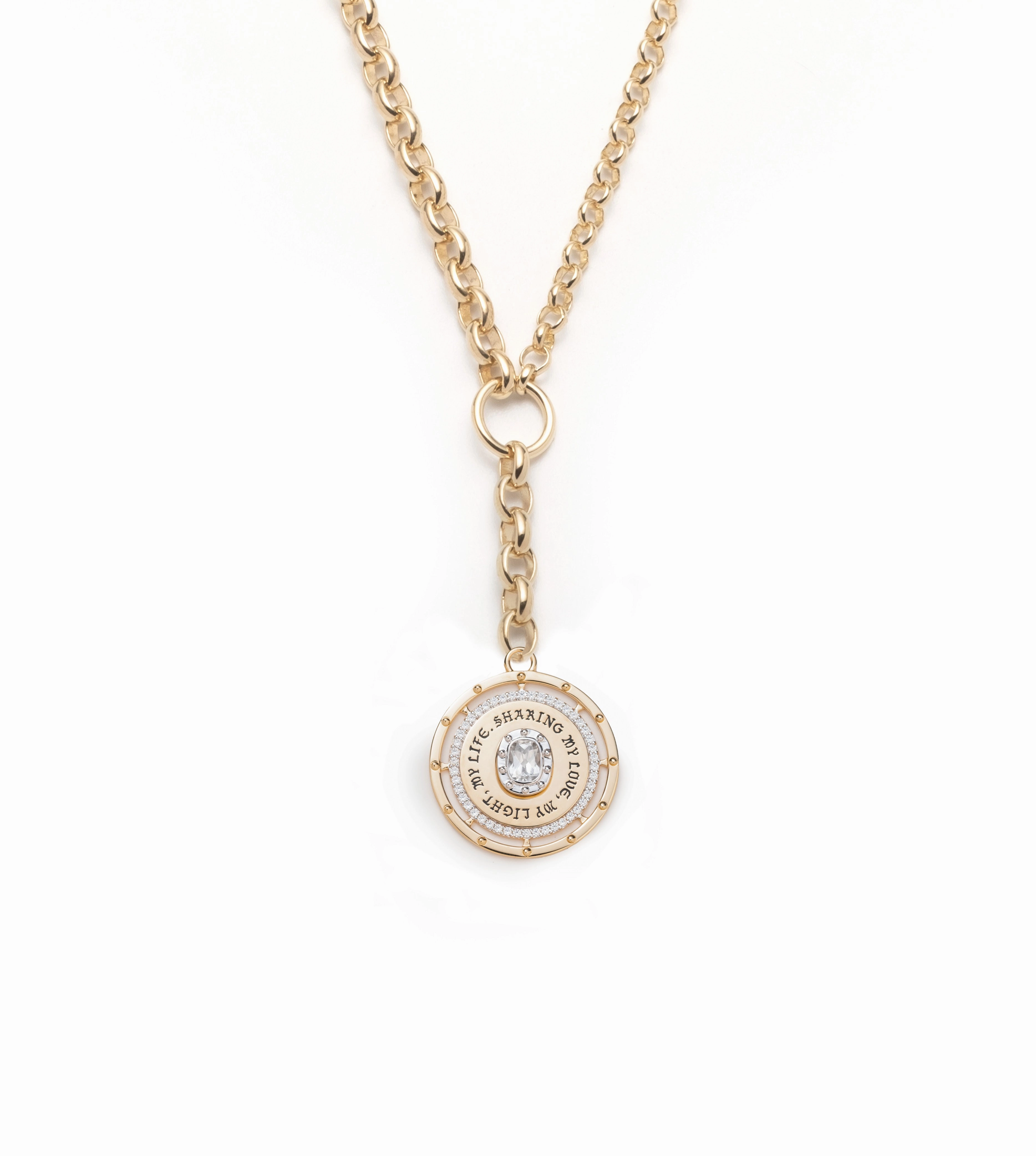 Lovestruck Commitment Heavy Belcher Necklace : in Yellow Gold with Cushion Diamond