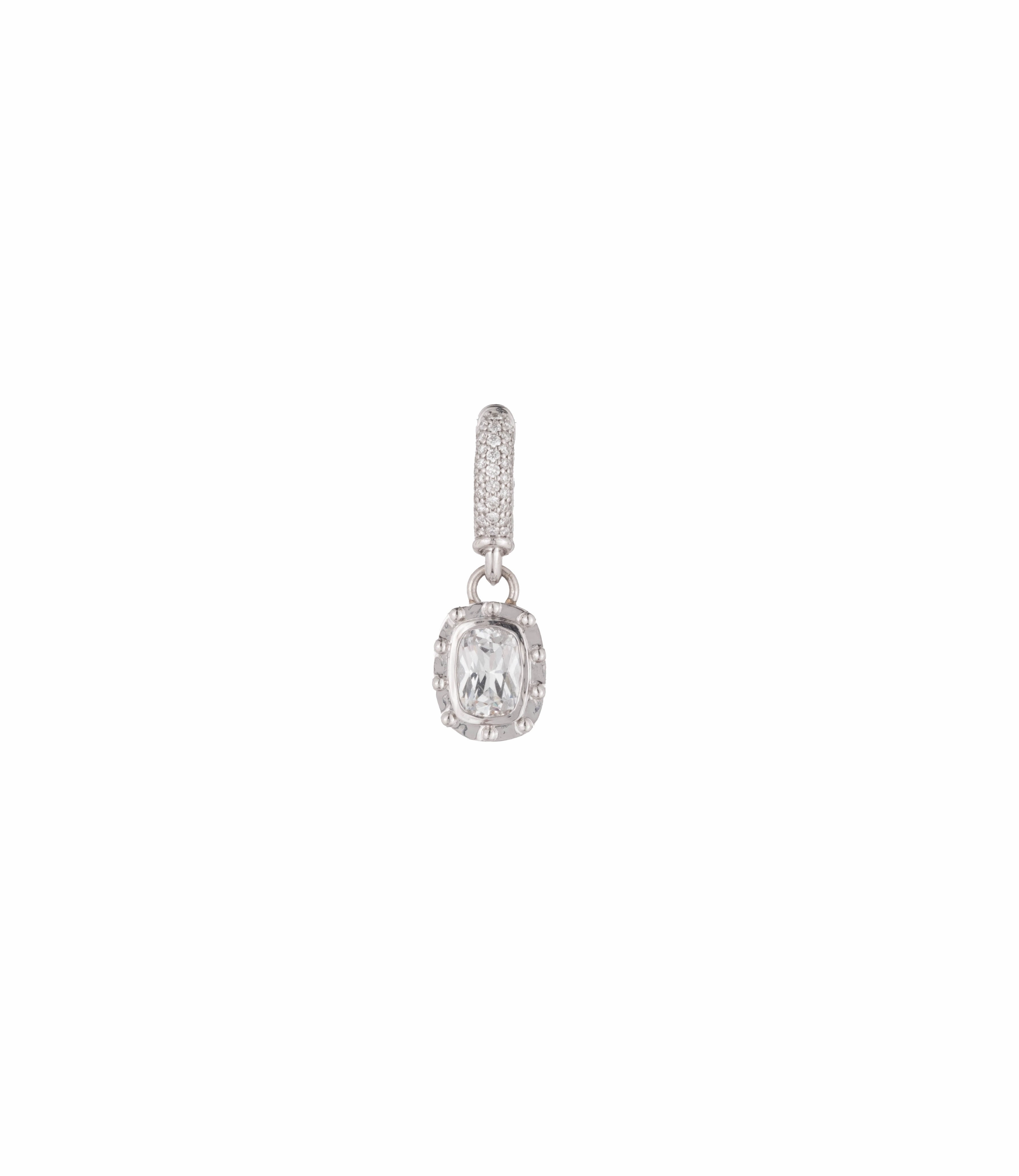 Lovestruck Pendant on Ear Hoop : in White Gold with Cushion and Pave Diamonds