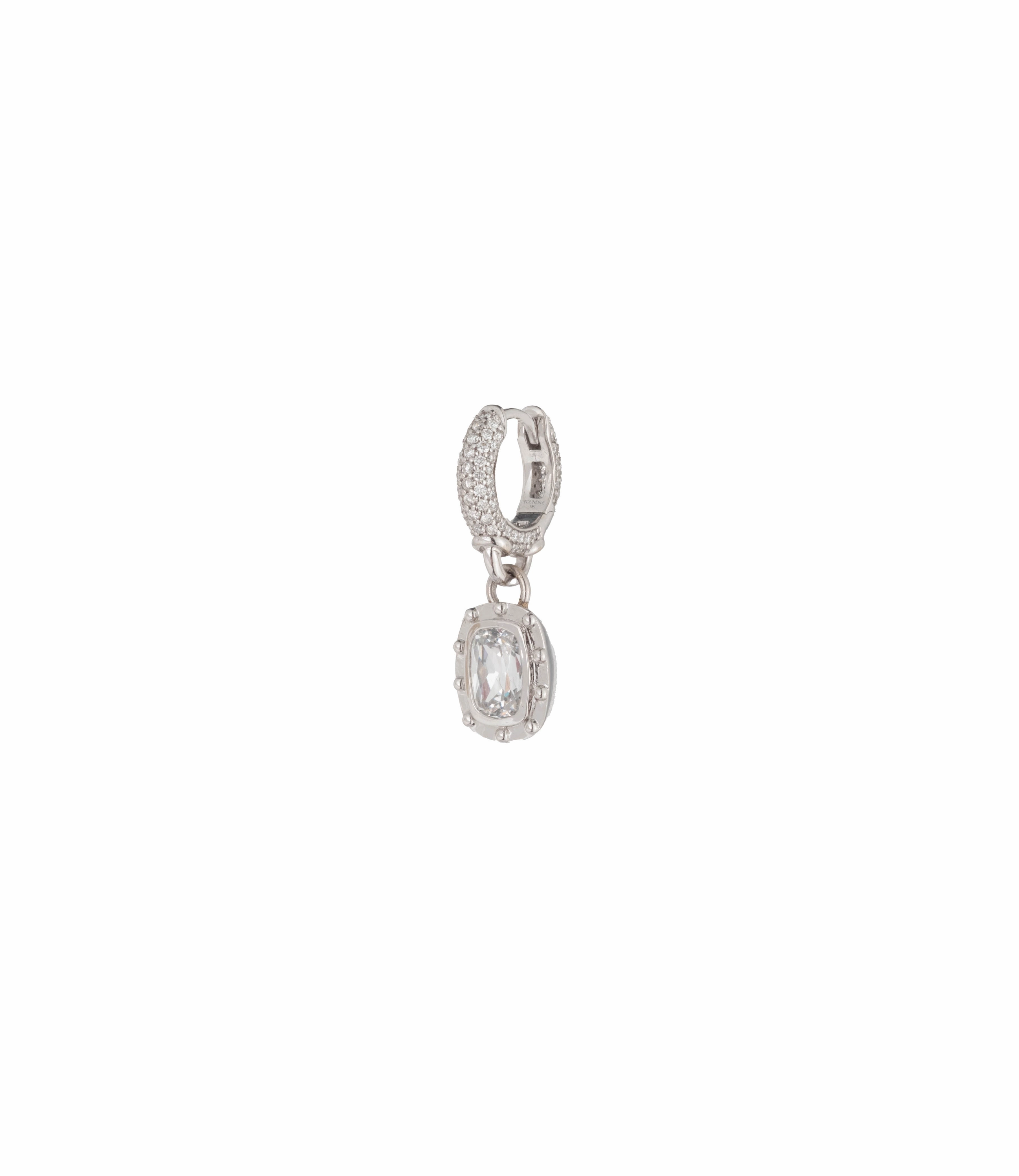 Lovestruck Pendant on Ear Hoop : in White Gold with Cushion and Pave Diamonds