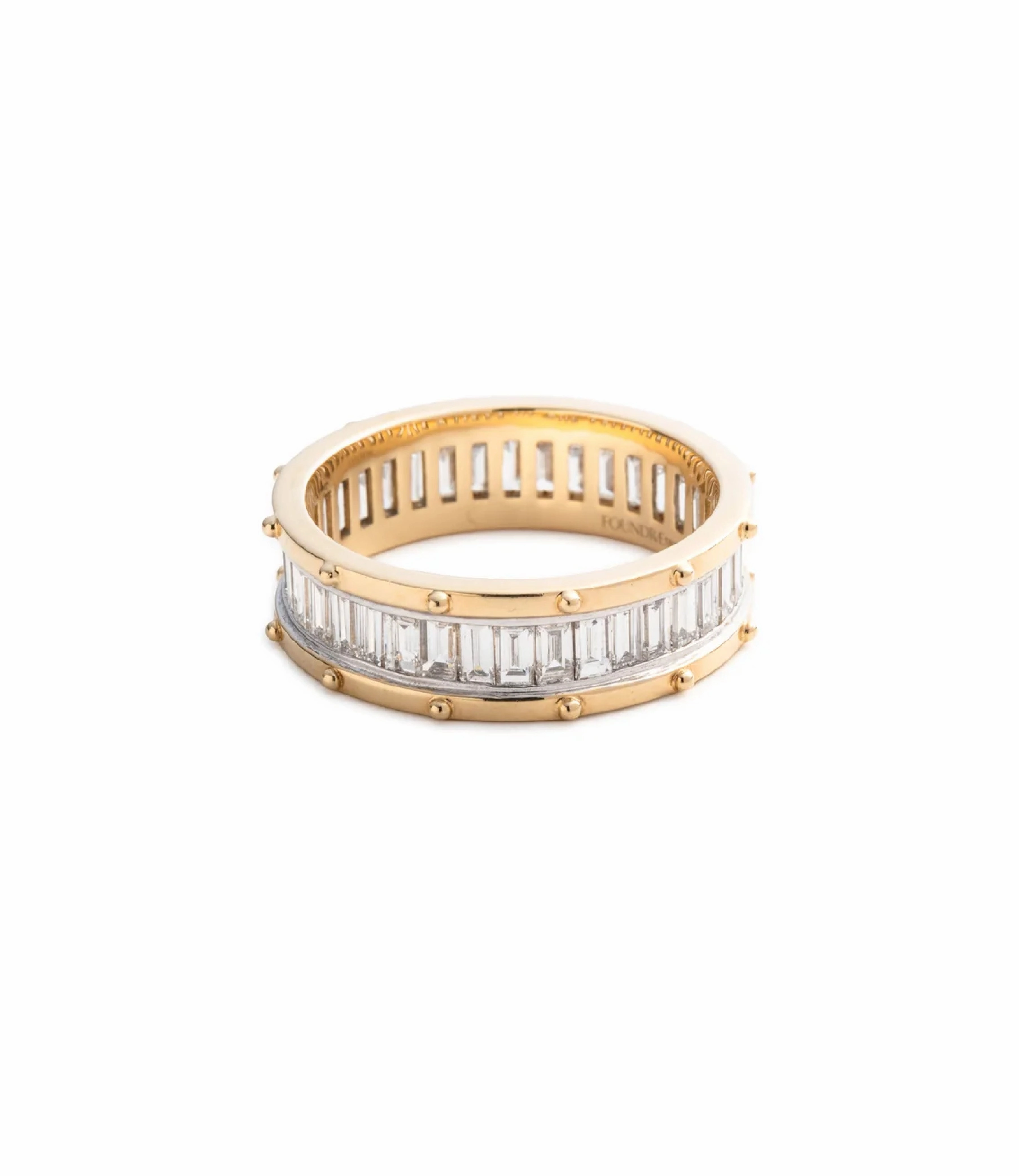 Lovestruck Pierced Wide Band : in Yellow Gold with Baguette Diamonds