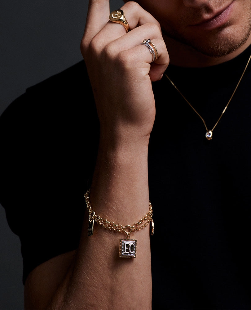 Lovestruck, True Love & Engravable Festoon Chain Bracelet : in Yellow Gold
