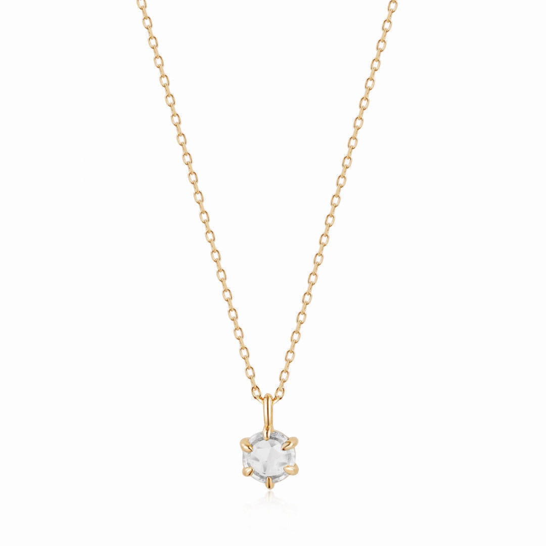 MARILYN | Rose Cut White Sapphire Solitaire Necklace