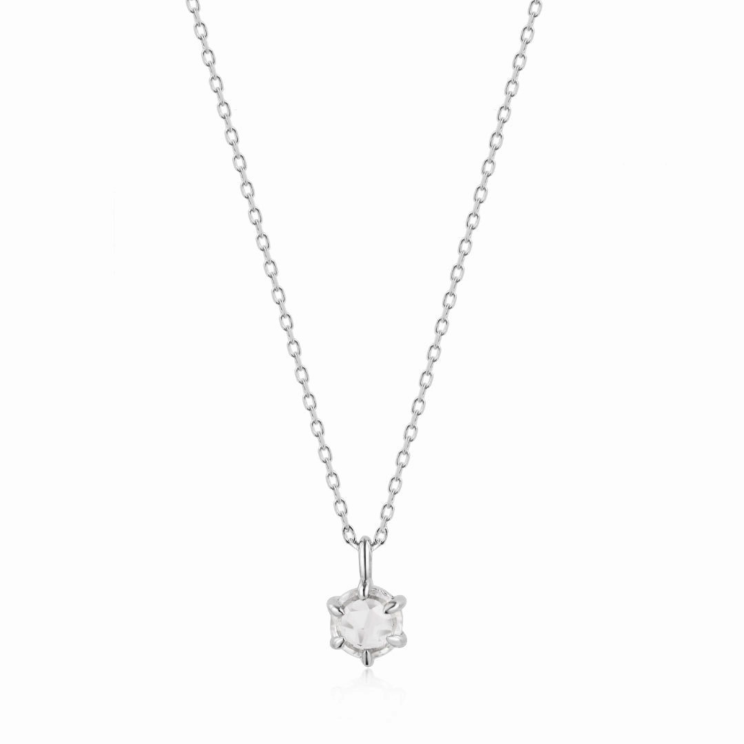MARILYN | Rose Cut White Sapphire Solitaire Necklace