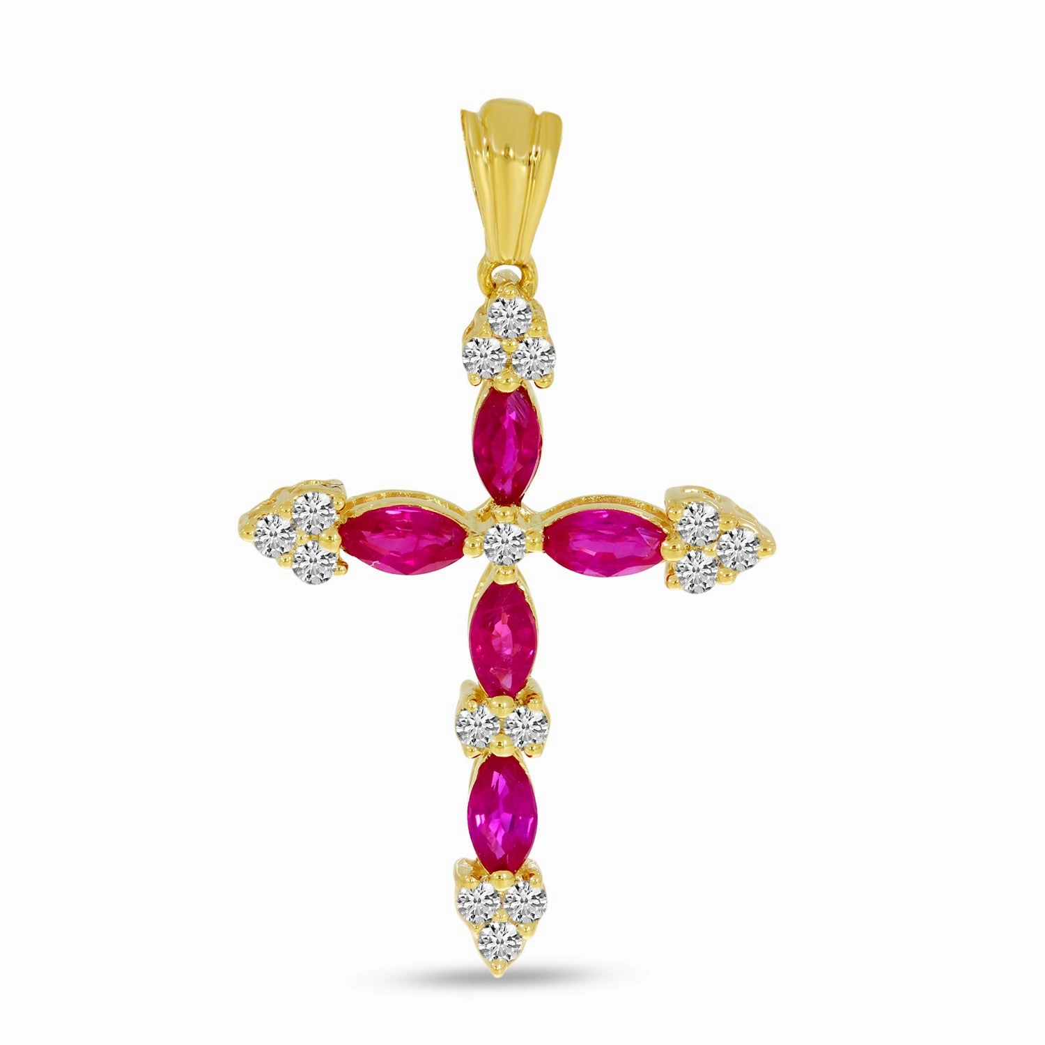 Marquis Ruby & Diamond Cross Pendant