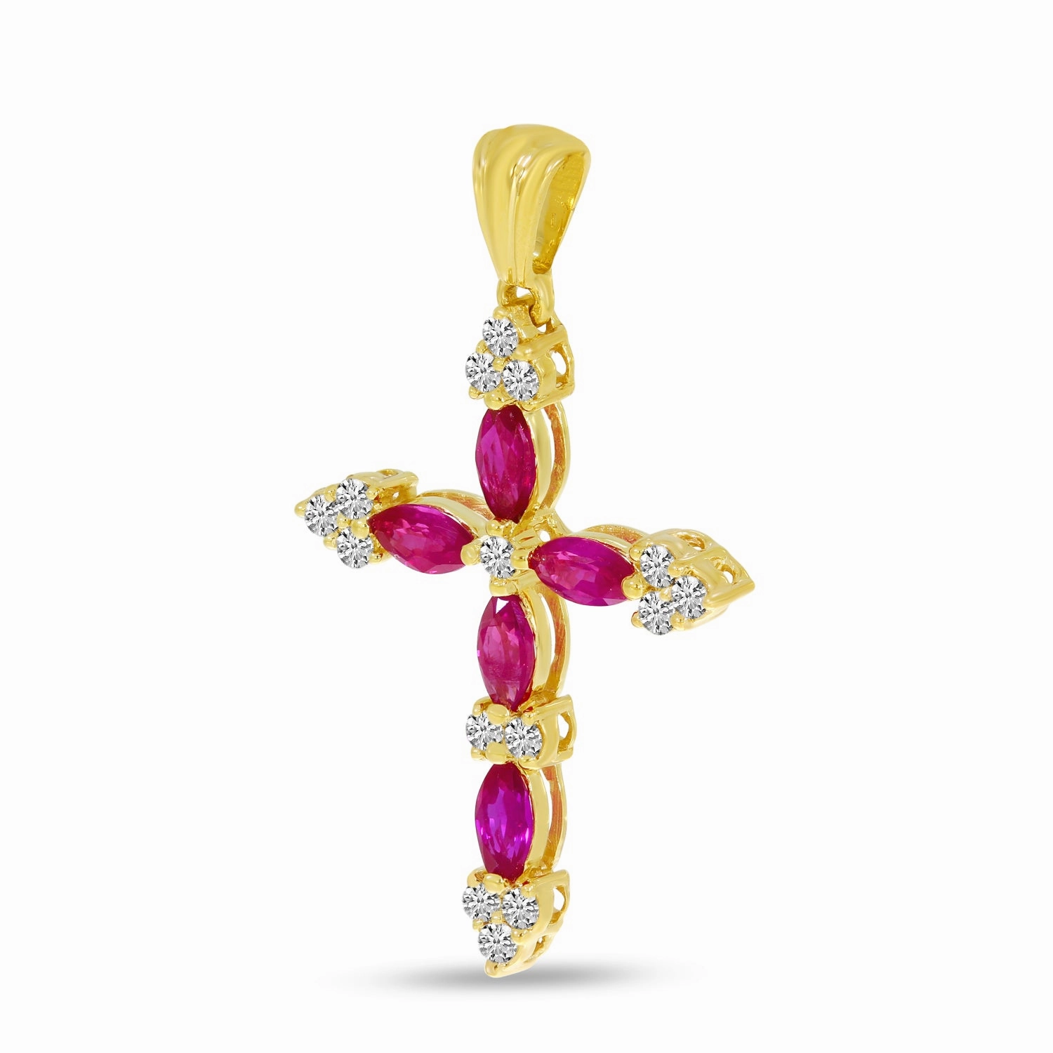Marquis Ruby & Diamond Cross Pendant