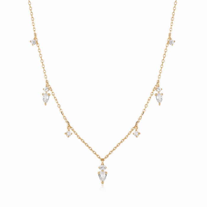 MEADOW | Pear and Round White Sapphire Drop Necklace