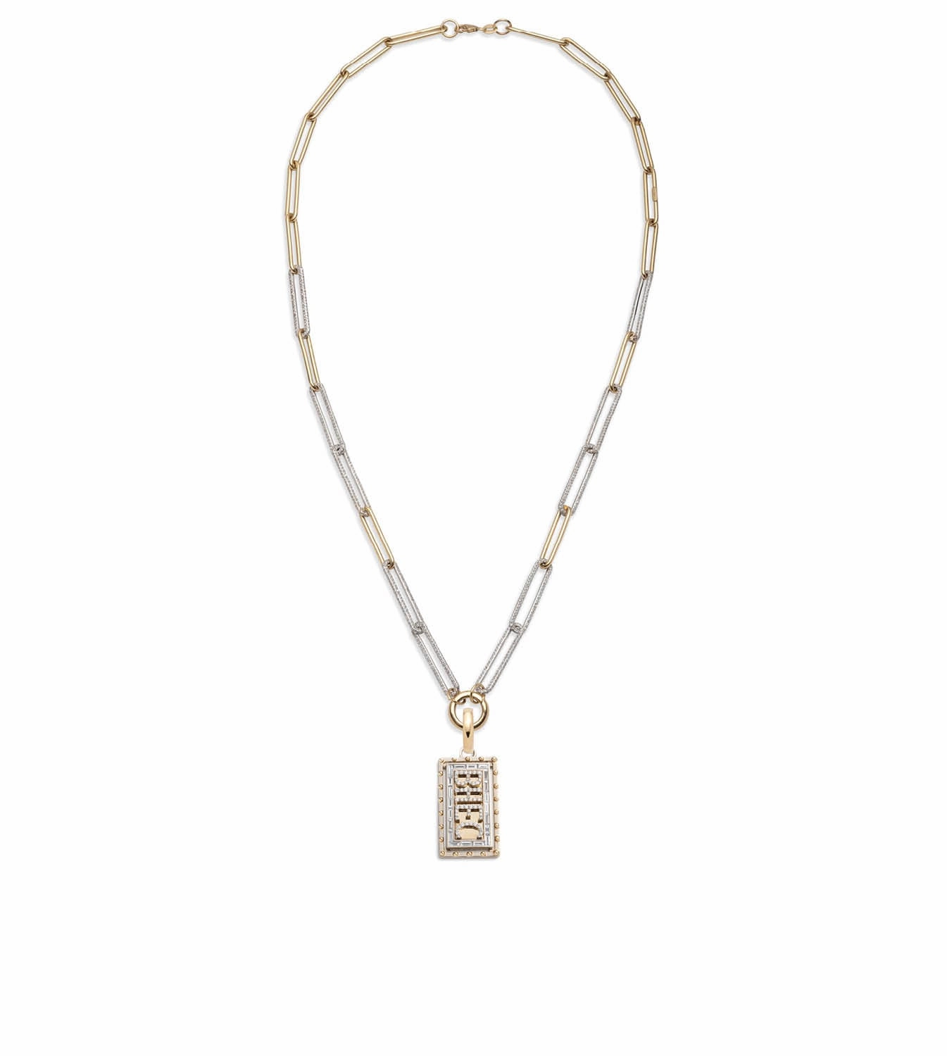 Medium Custom Diamond Initial : Diamond Link Open Necklace