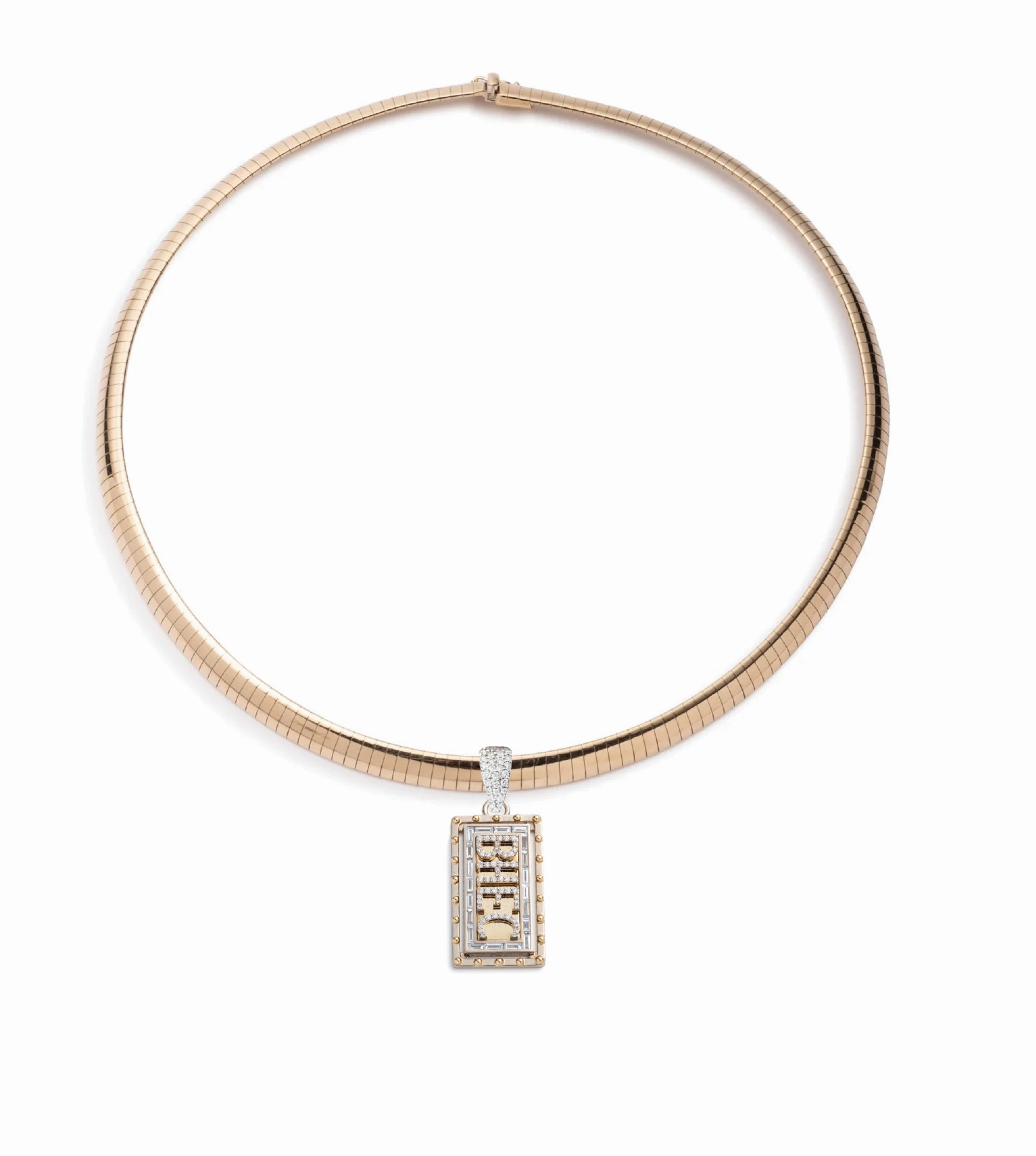 Medium Custom Diamond Initial : Sleek Collar Necklace