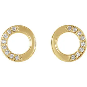Mini Circle Half Diamond Earrings