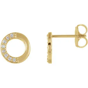 Mini Circle Half Diamond Earrings