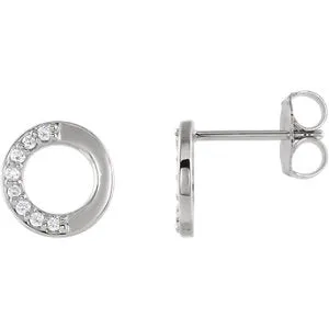 Mini Circle Half Diamond Earrings