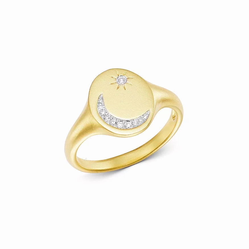 Moon & Star Signet Ring