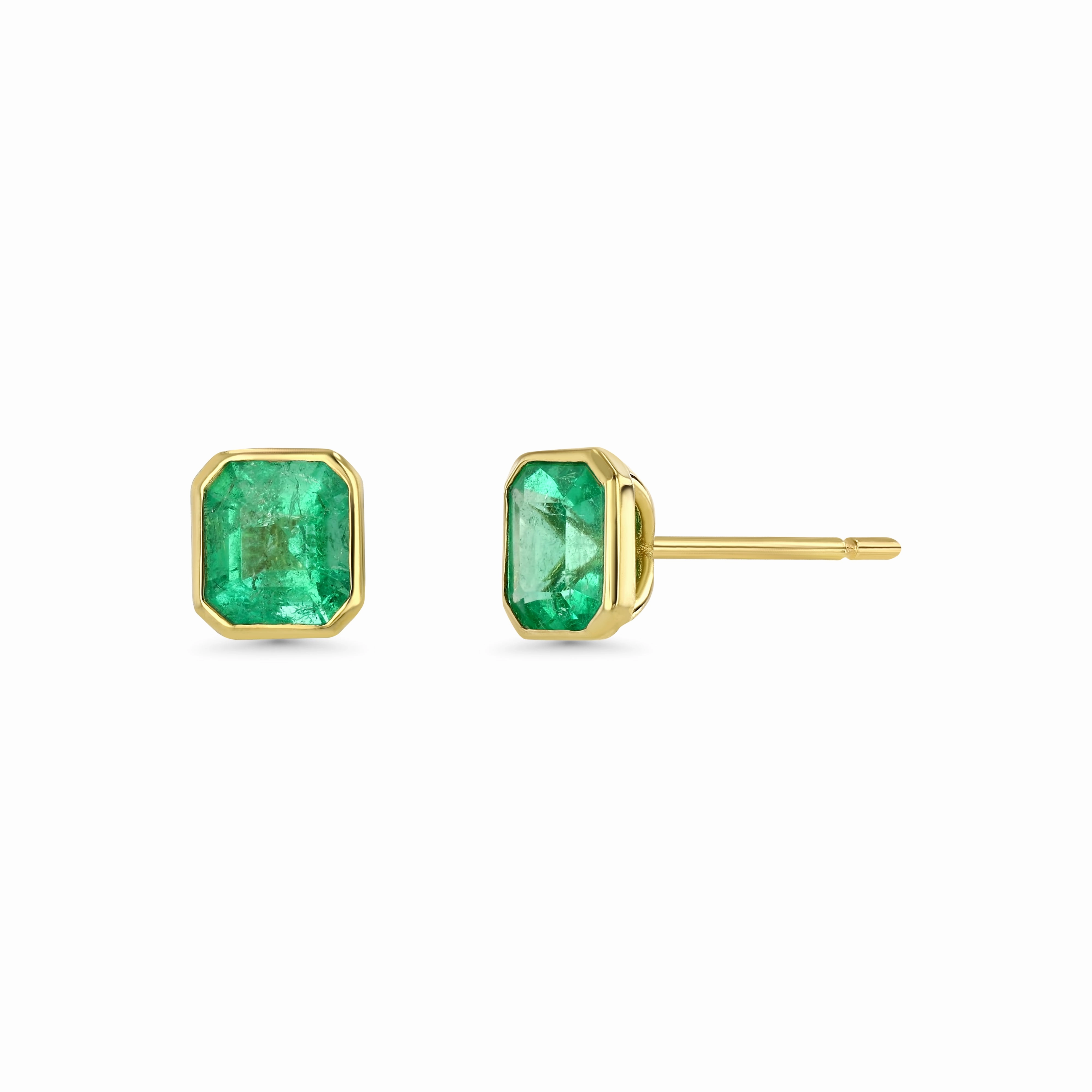 Muzo Emerald Bezel Set Earrings