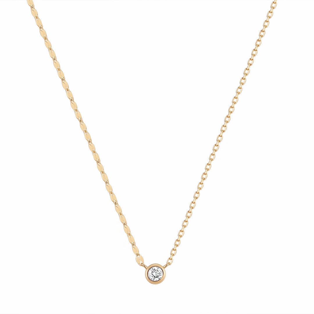 NOLA | Diamond Bezel Necklace with Dual Chain