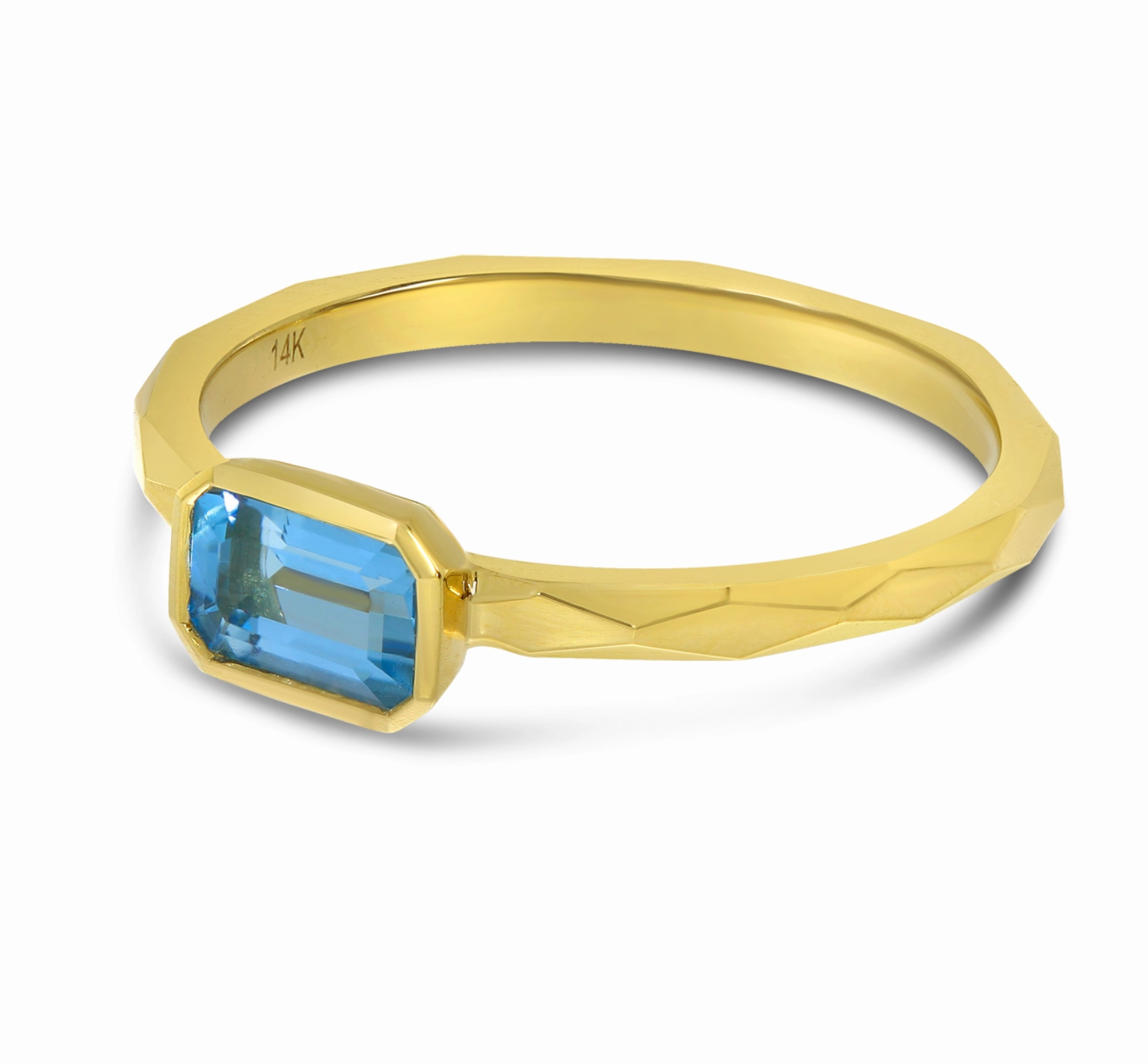Octagon Blue Topaz Ring