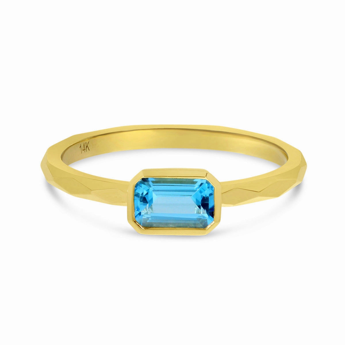 Octagon Blue Topaz Ring