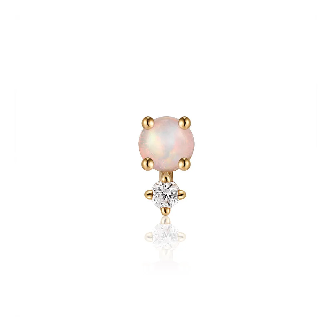 OCTOBER | Opal and White Sapphire Single Piercing Earring