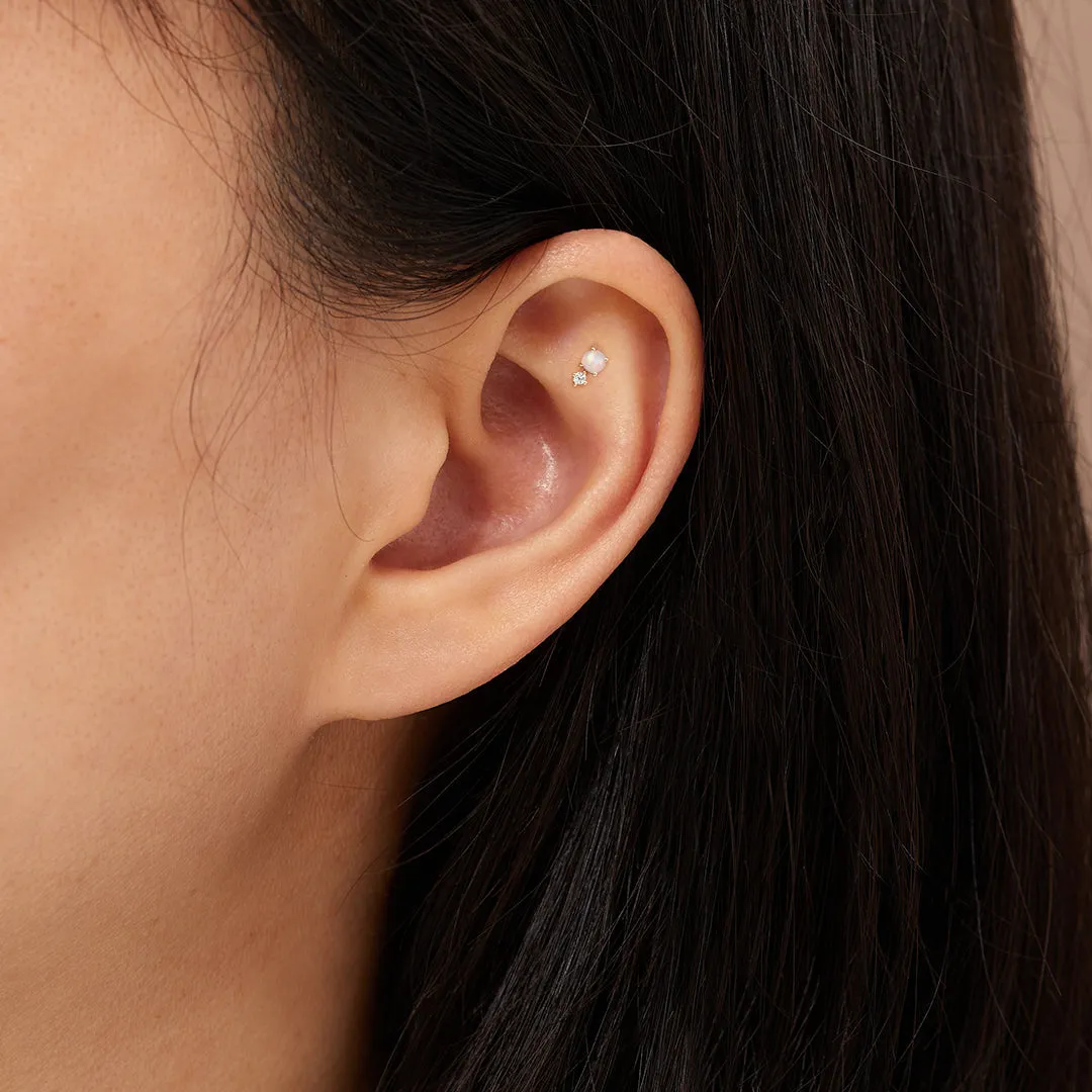 OCTOBER | Opal and White Sapphire Single Piercing Earring