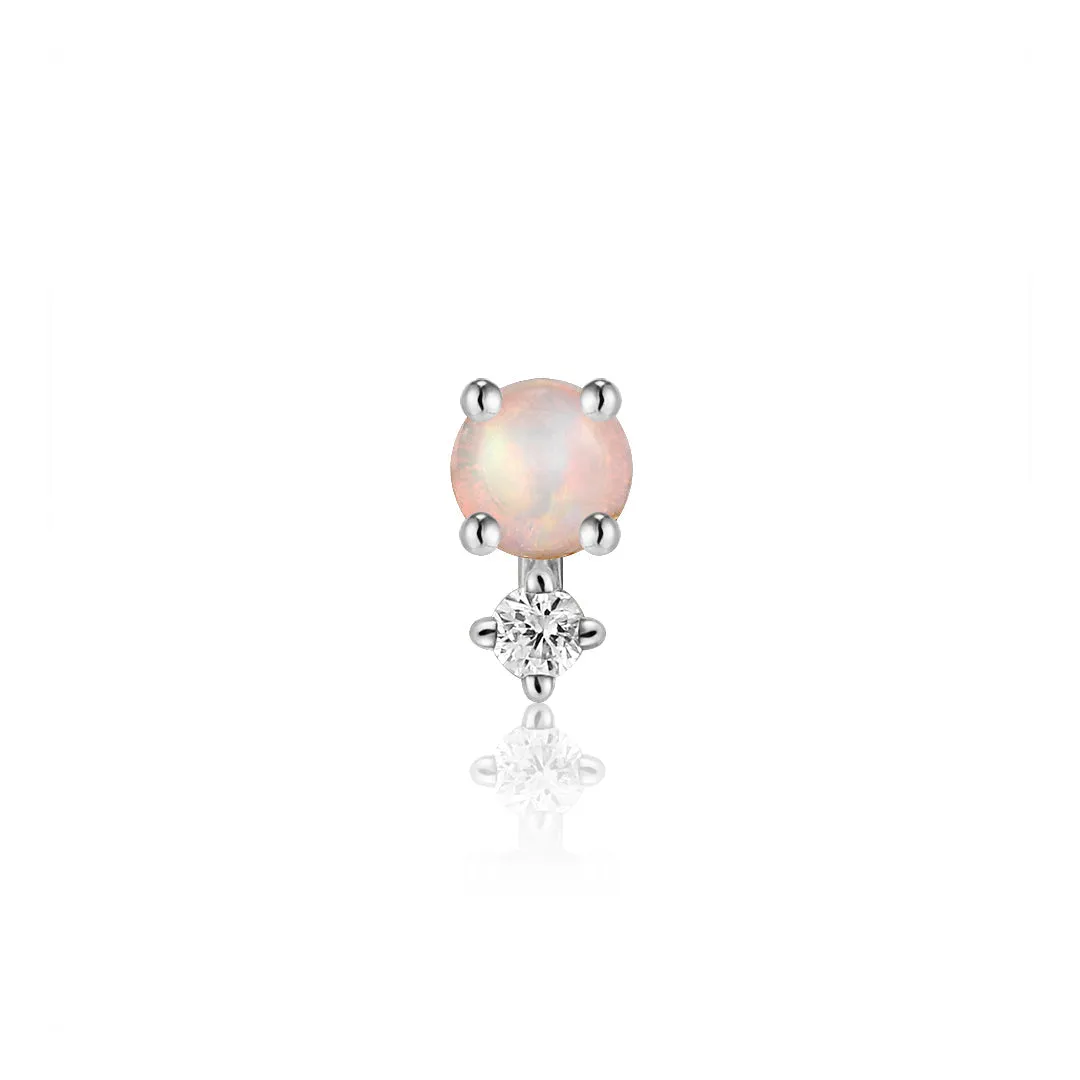OCTOBER | Opal and White Sapphire Single Piercing Earring
