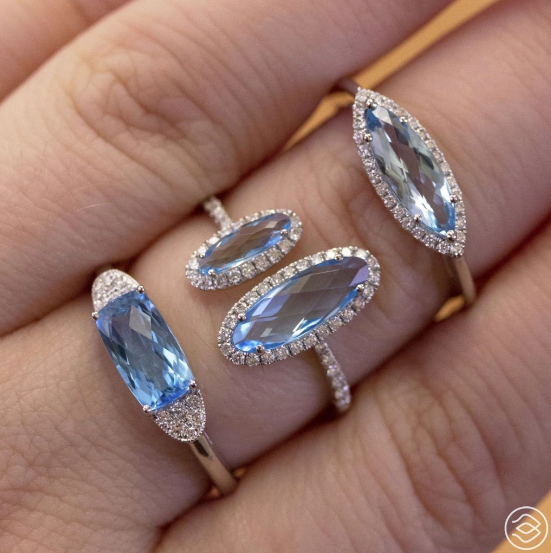 Offset Blue Topaz Ring