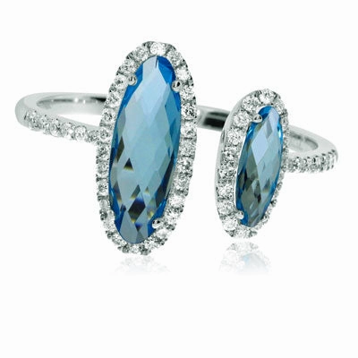 Offset Blue Topaz Ring
