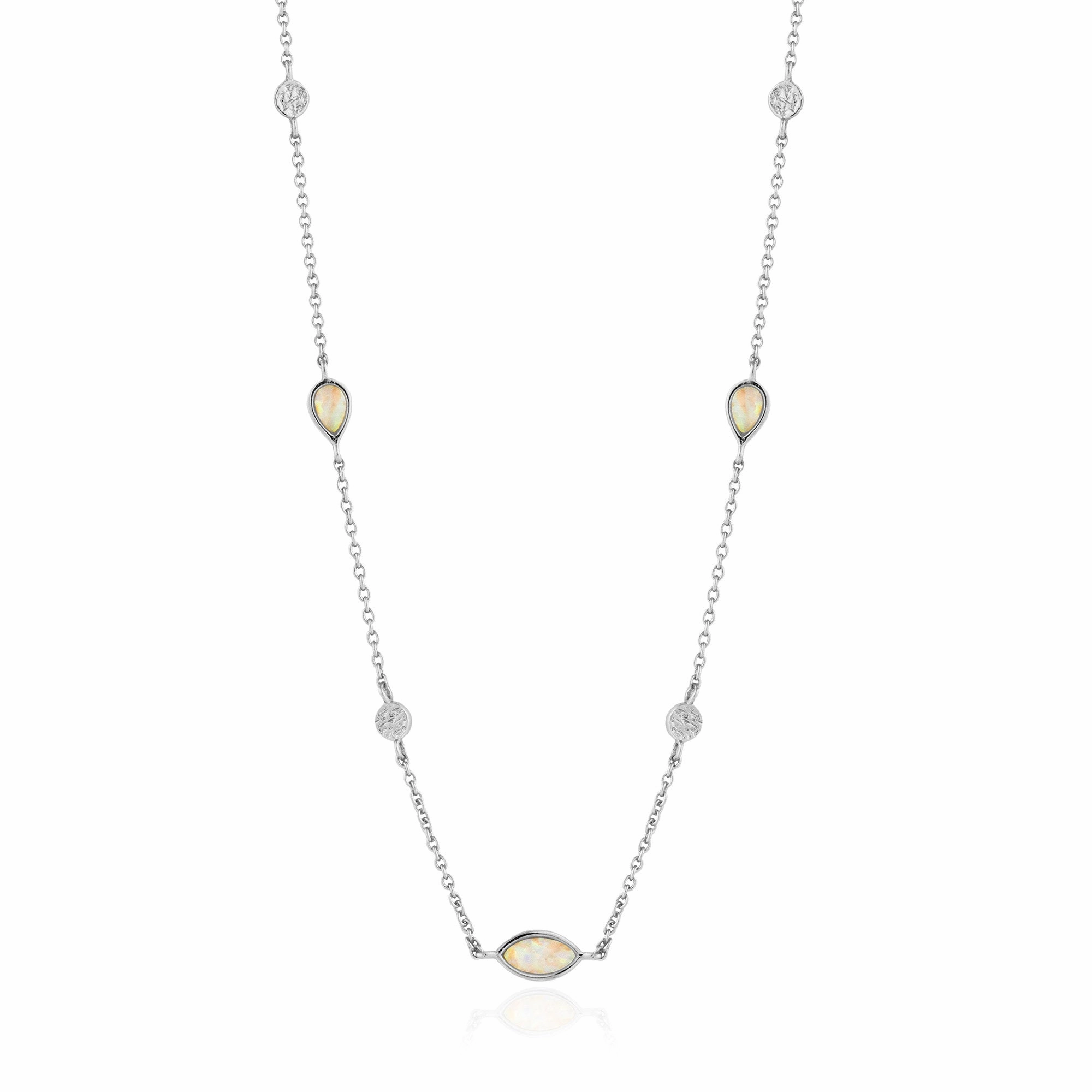 Opal Color Silver Necklace