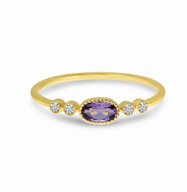 Oval Amethyst and Diamond Stackable