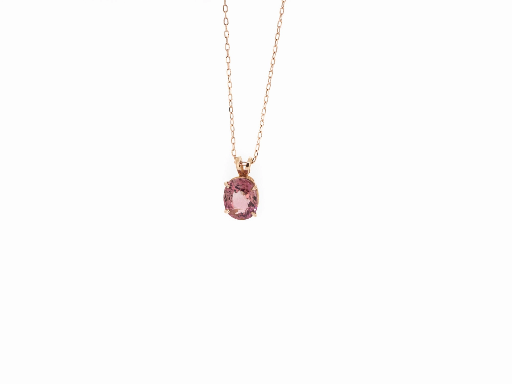 Oval Pink Tourmaline Necklace