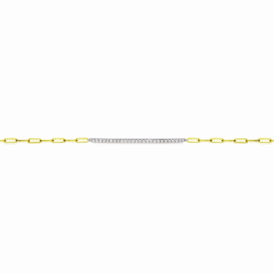 Paperclip Chain Bracelet with Diamond Bar