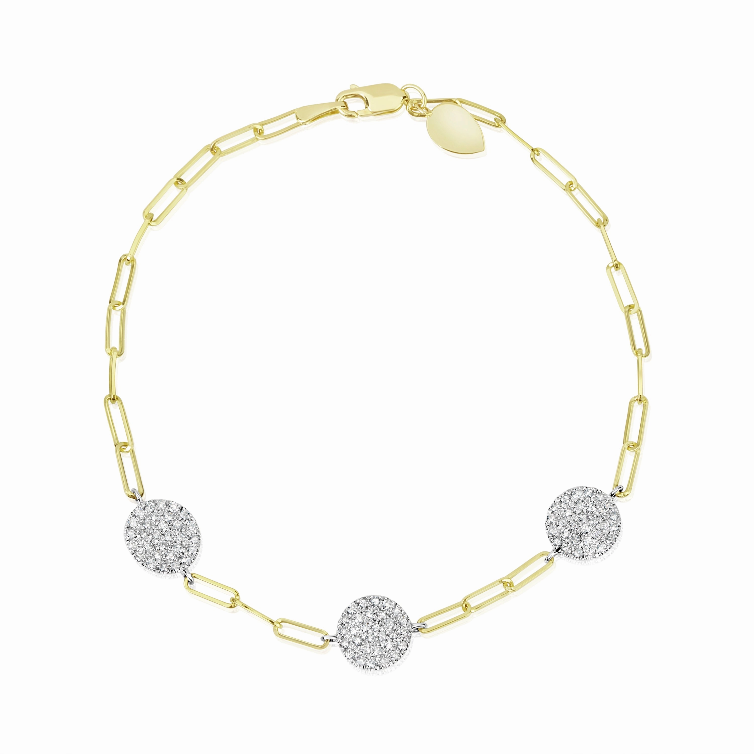 Paperclip Diamond Disk Bracelet