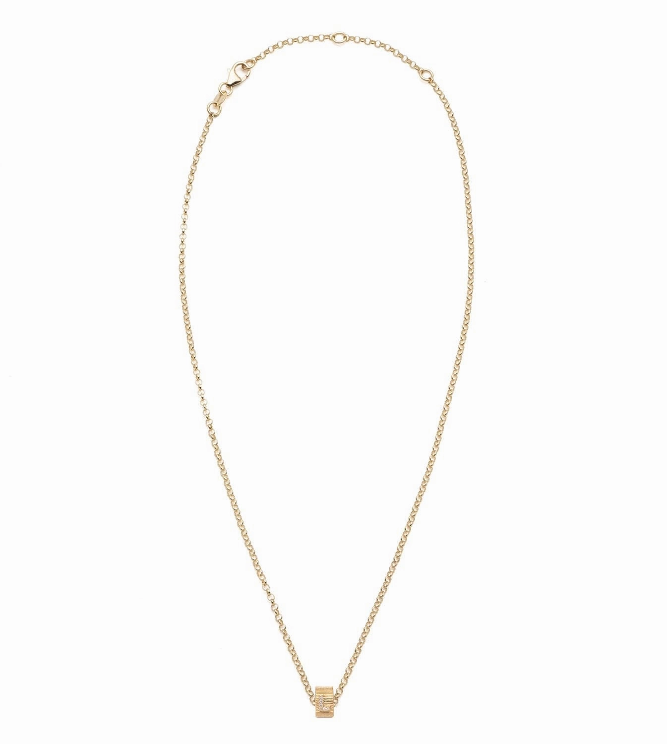 Pave Diamond Initial : Heart Beat Fine Belcher Chain Necklace