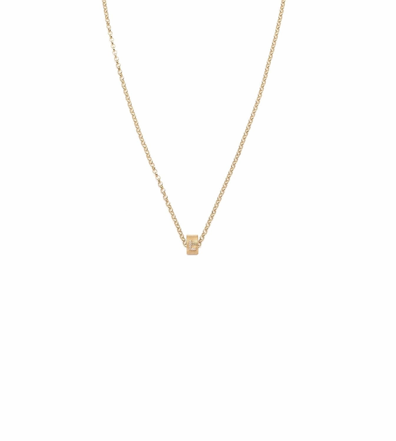 Pave Diamond Initial : Heart Beat Fine Belcher Chain Necklace