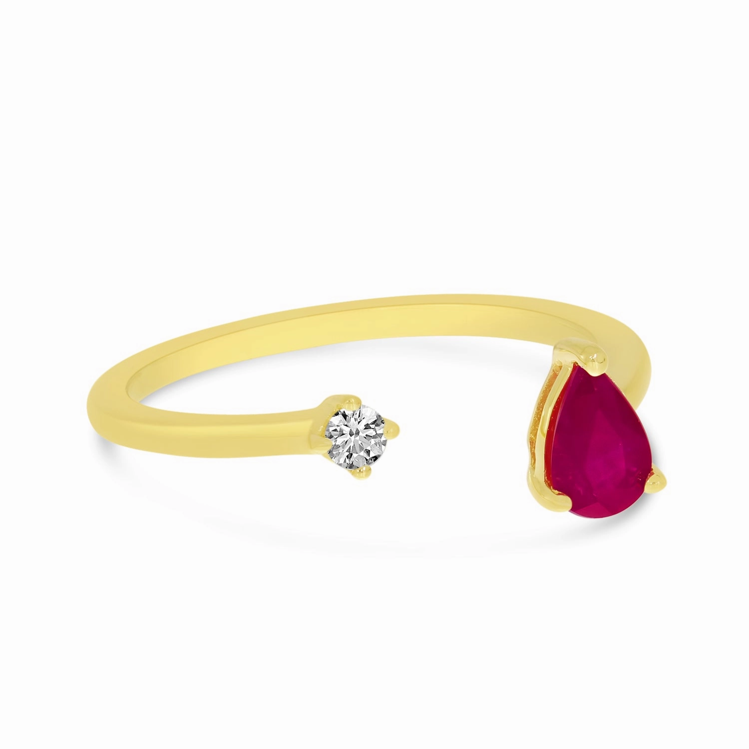 Pear Ruby & Diamond Crossover Ring