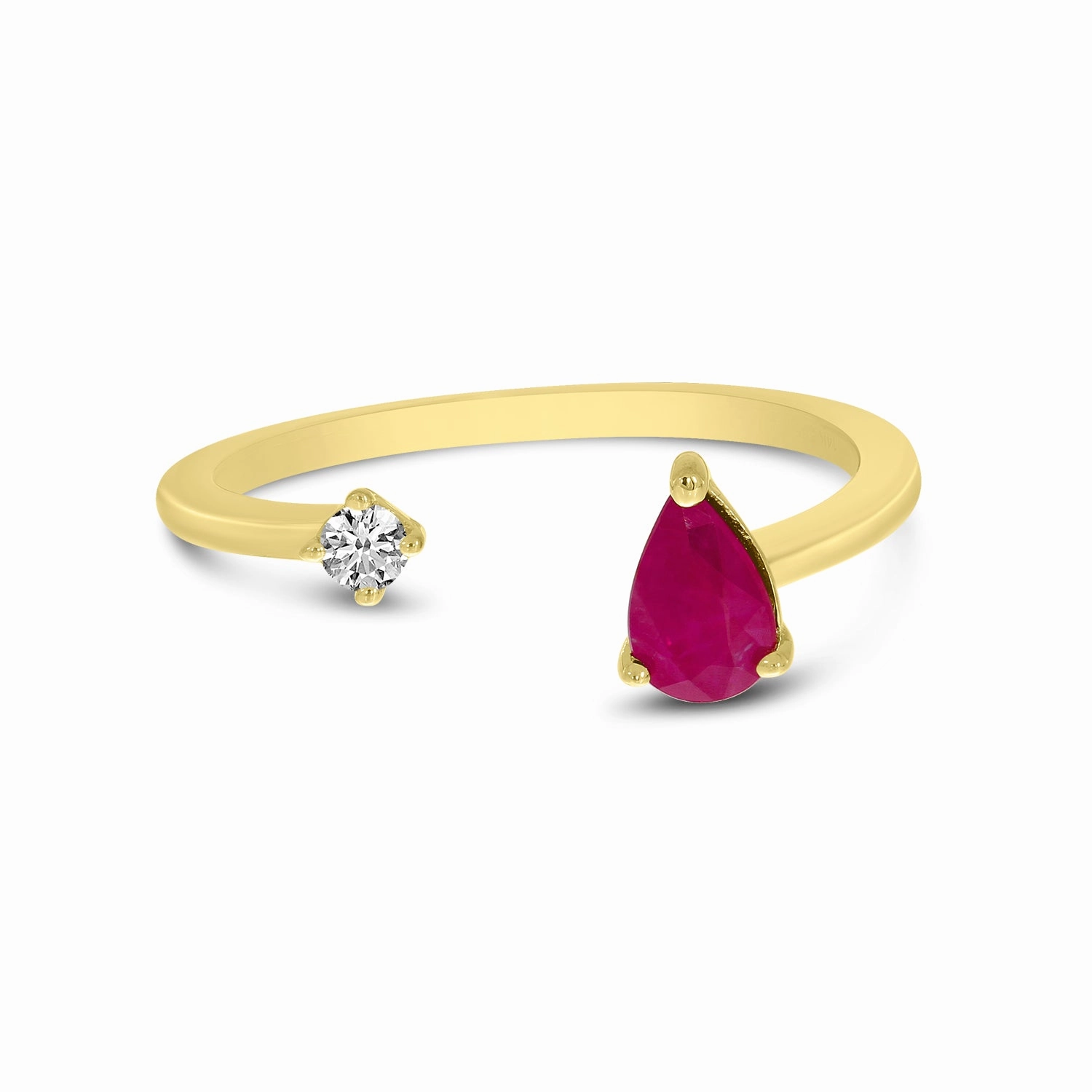 Pear Ruby & Diamond Crossover Ring