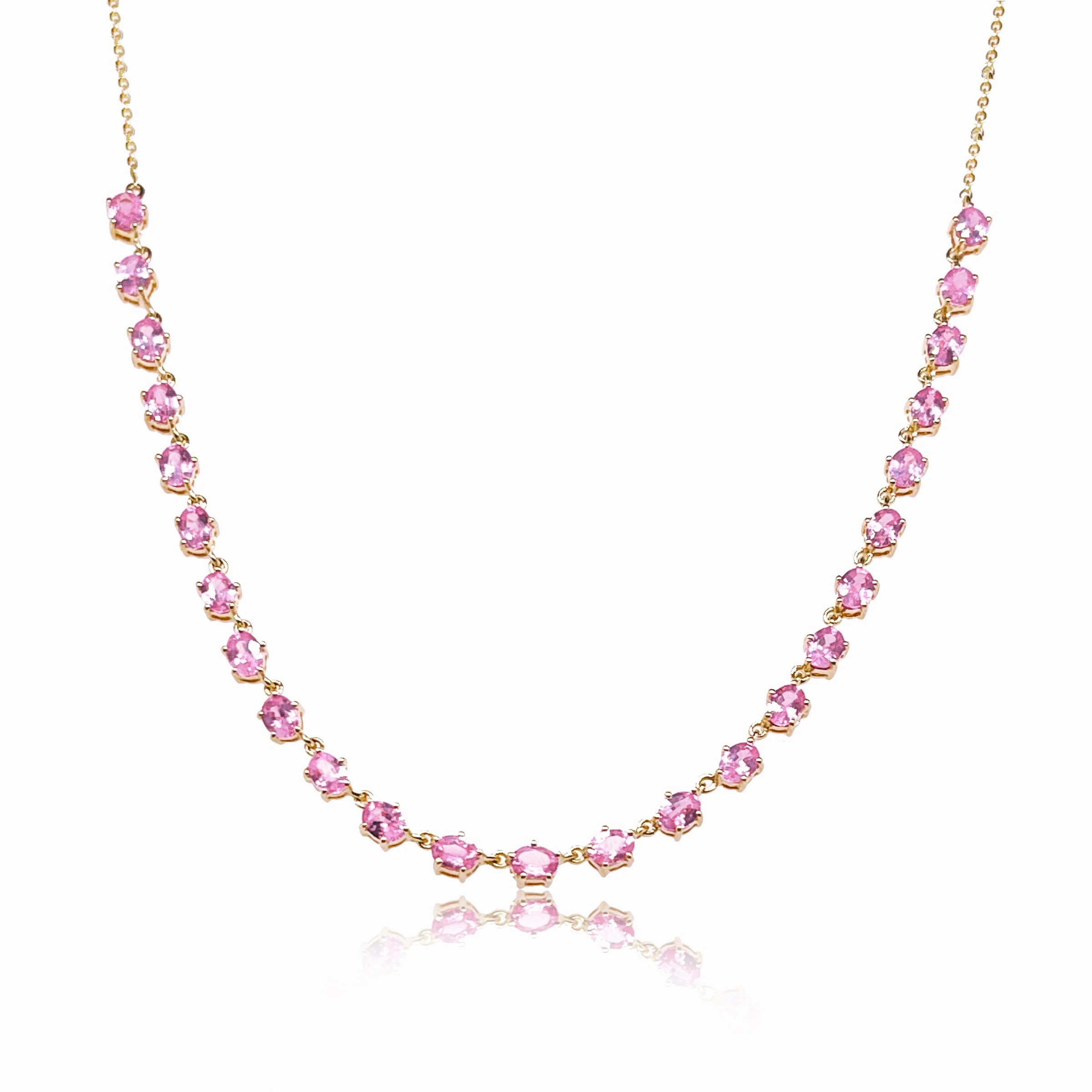 Pink Sapphire Tennis Necklace